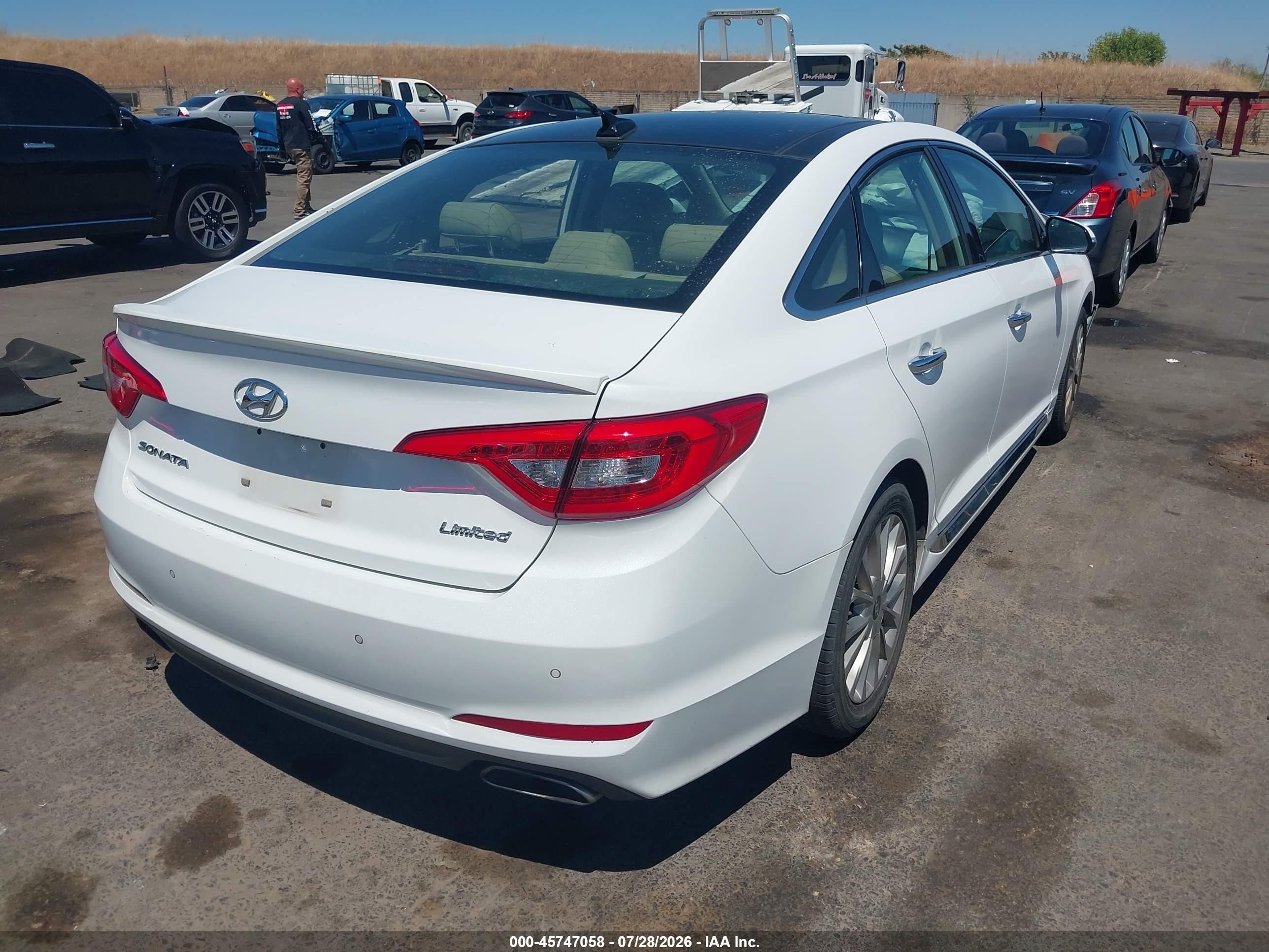 2015 Hyundai Sonata Limited White vin: 5NPE34AFXFH038693