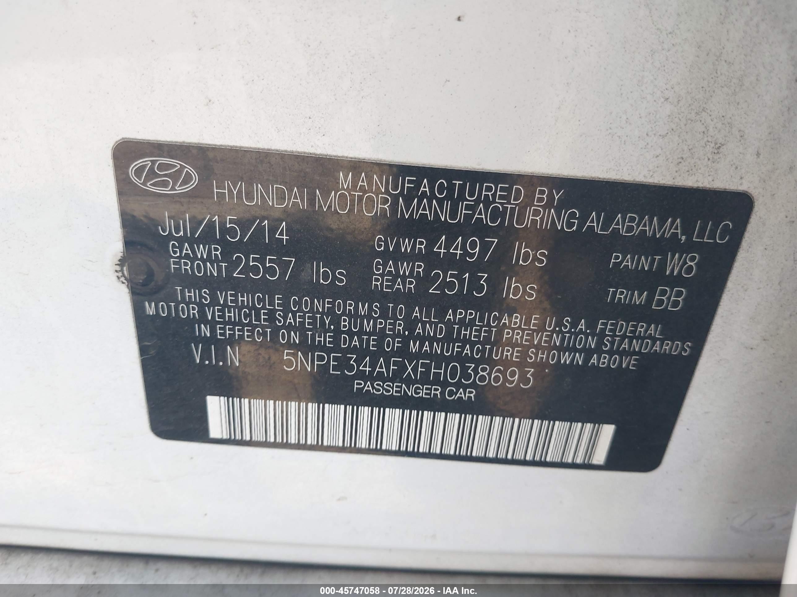 2015 Hyundai Sonata Limited White vin: 5NPE34AFXFH038693