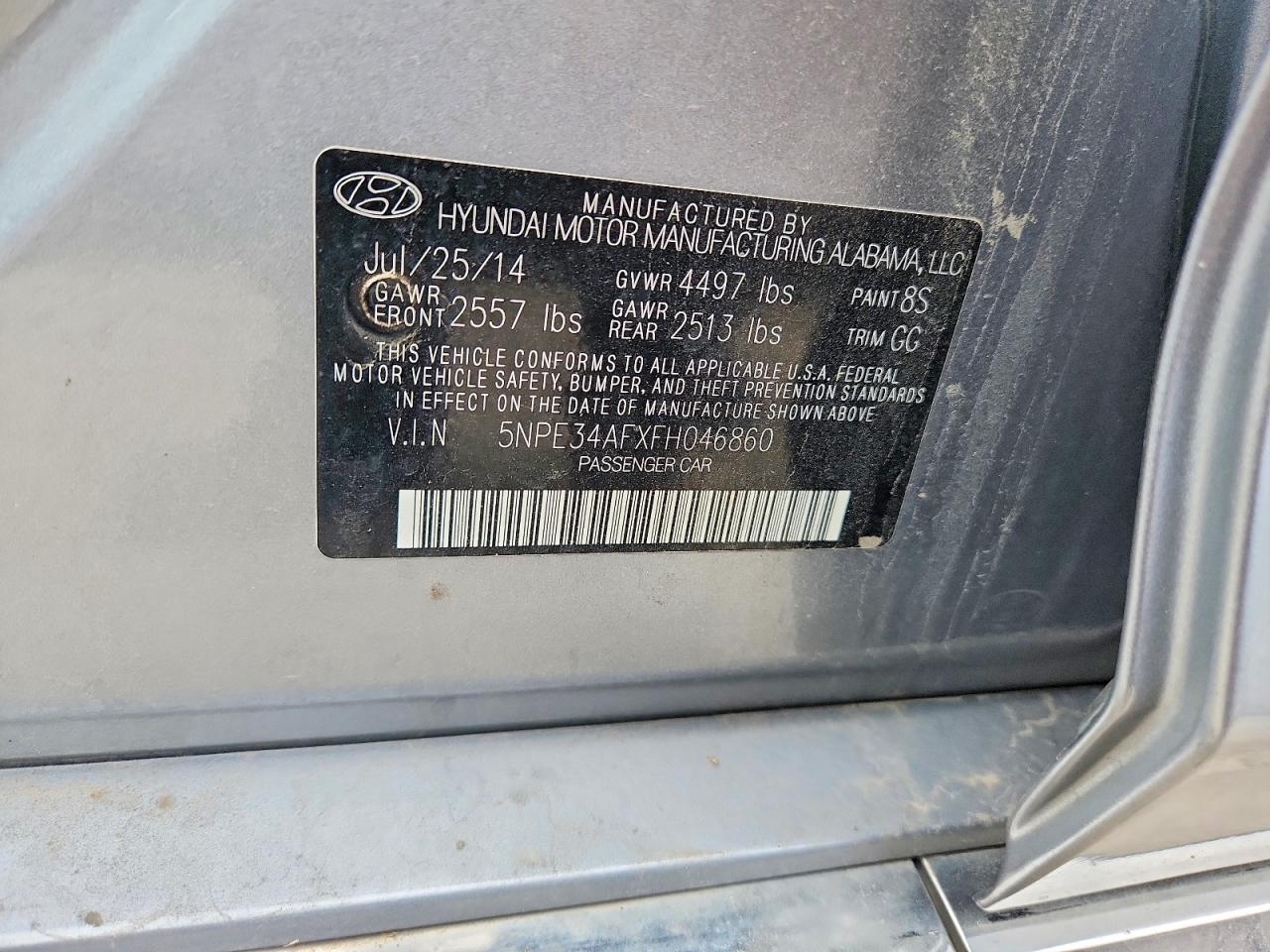 2015 Hyundai Sonata Sport Gray vin: 5NPE34AFXFH046860