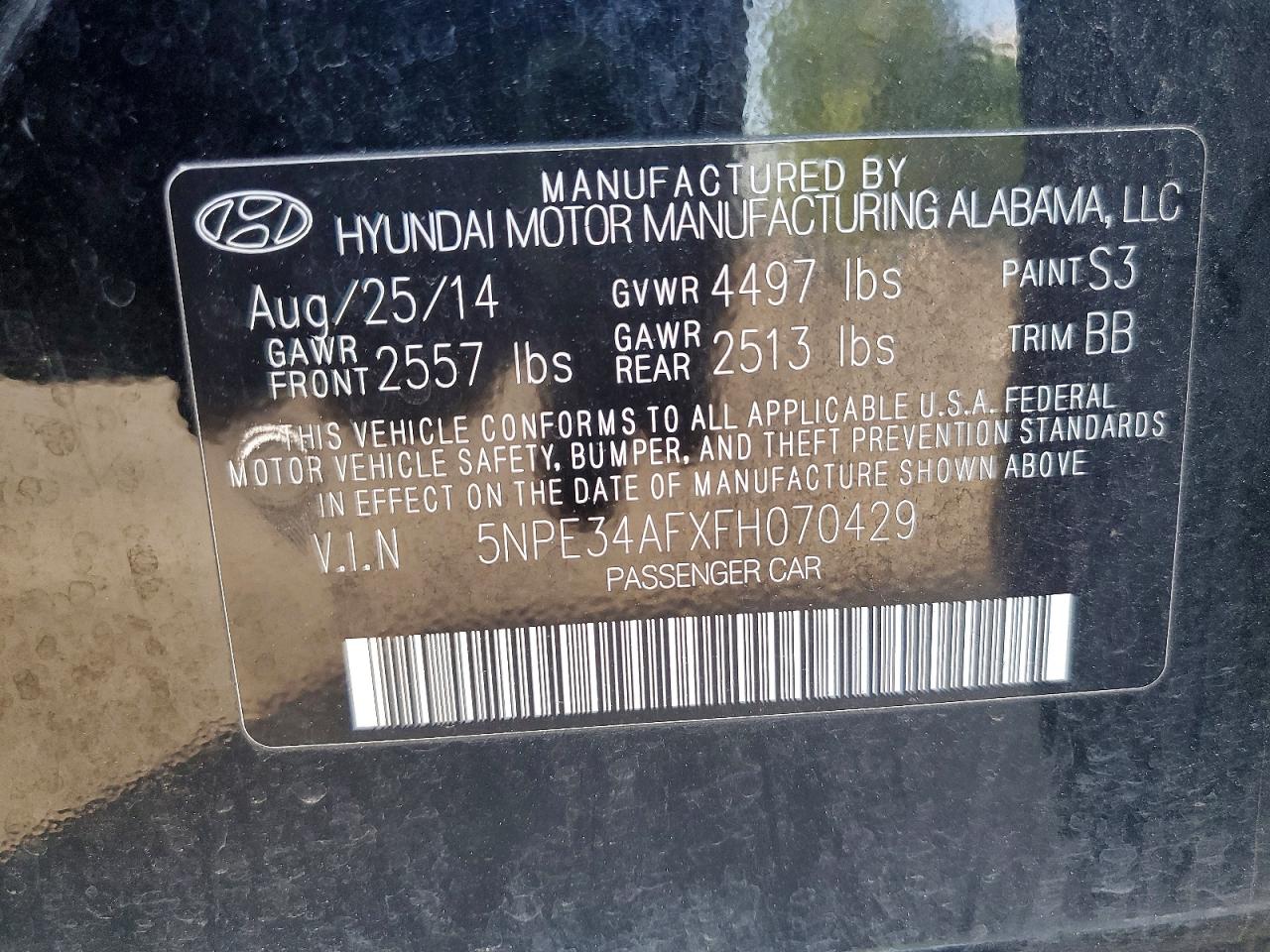 2015 Hyundai Sonata Sport Black vin: 5NPE34AFXFH070429