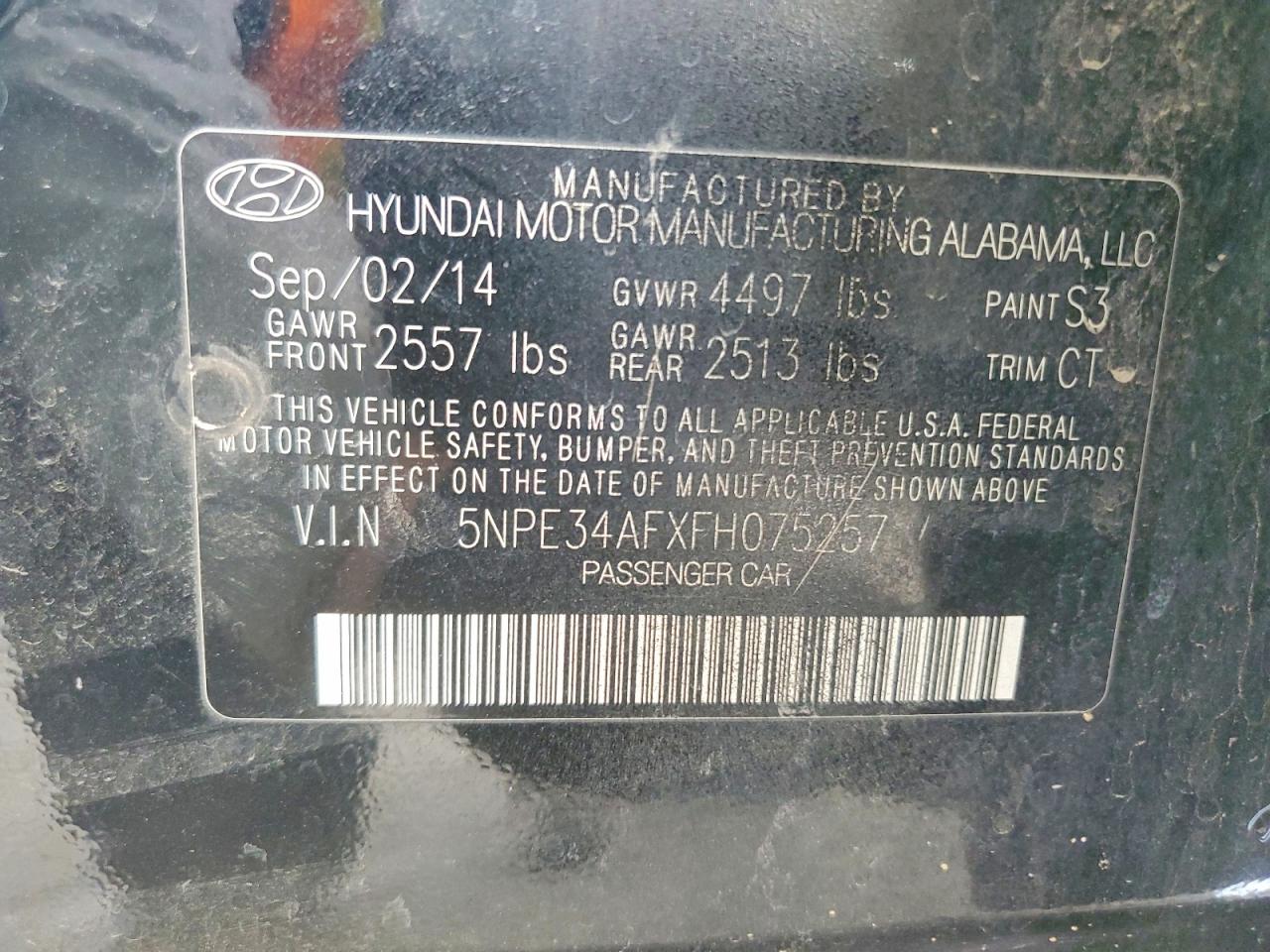 2015 Hyundai Sonata Sport Black vin: 5NPE34AFXFH075257