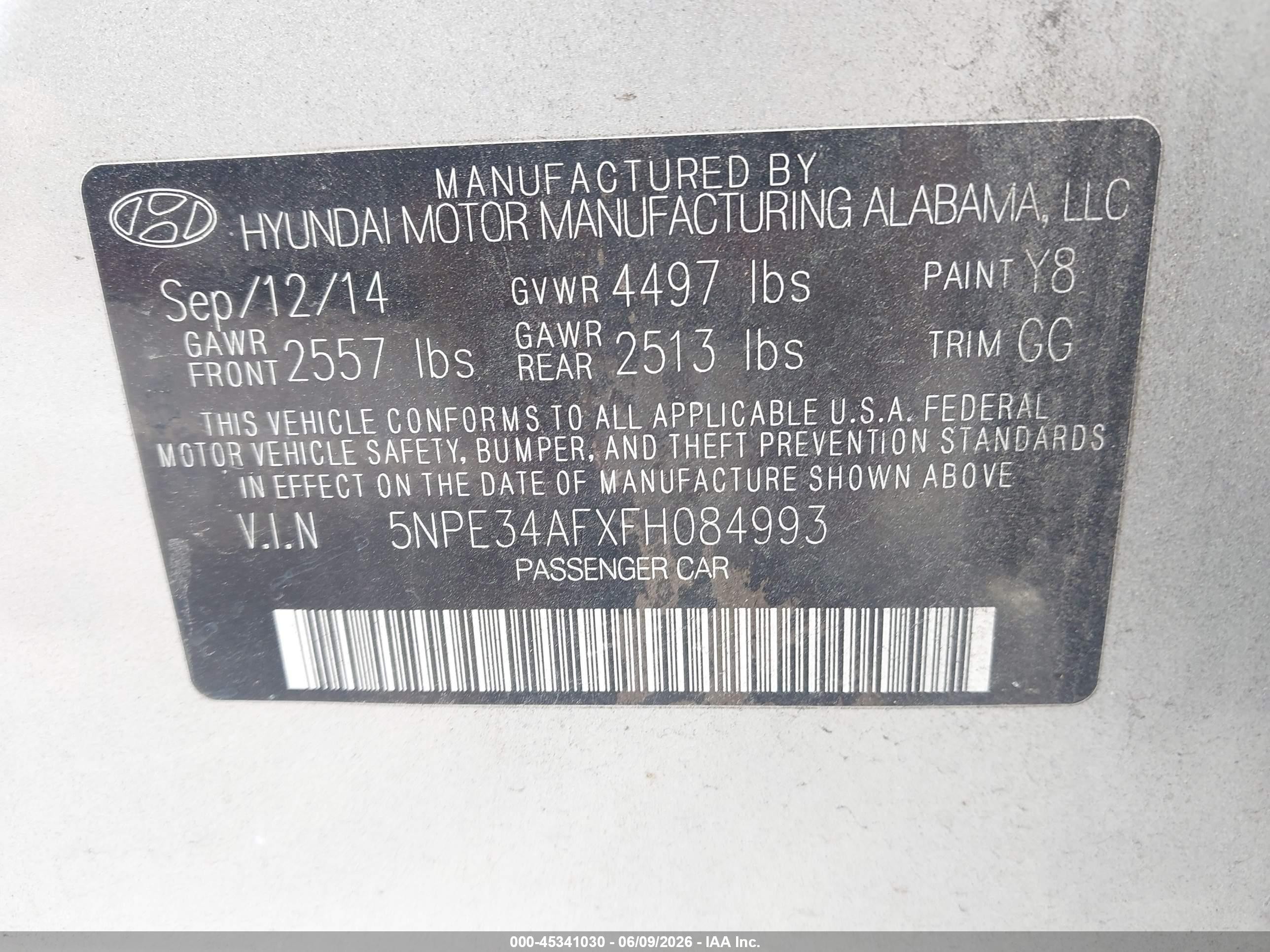 2015 Hyundai Sonata Limited Silver vin: 5NPE34AFXFH084993