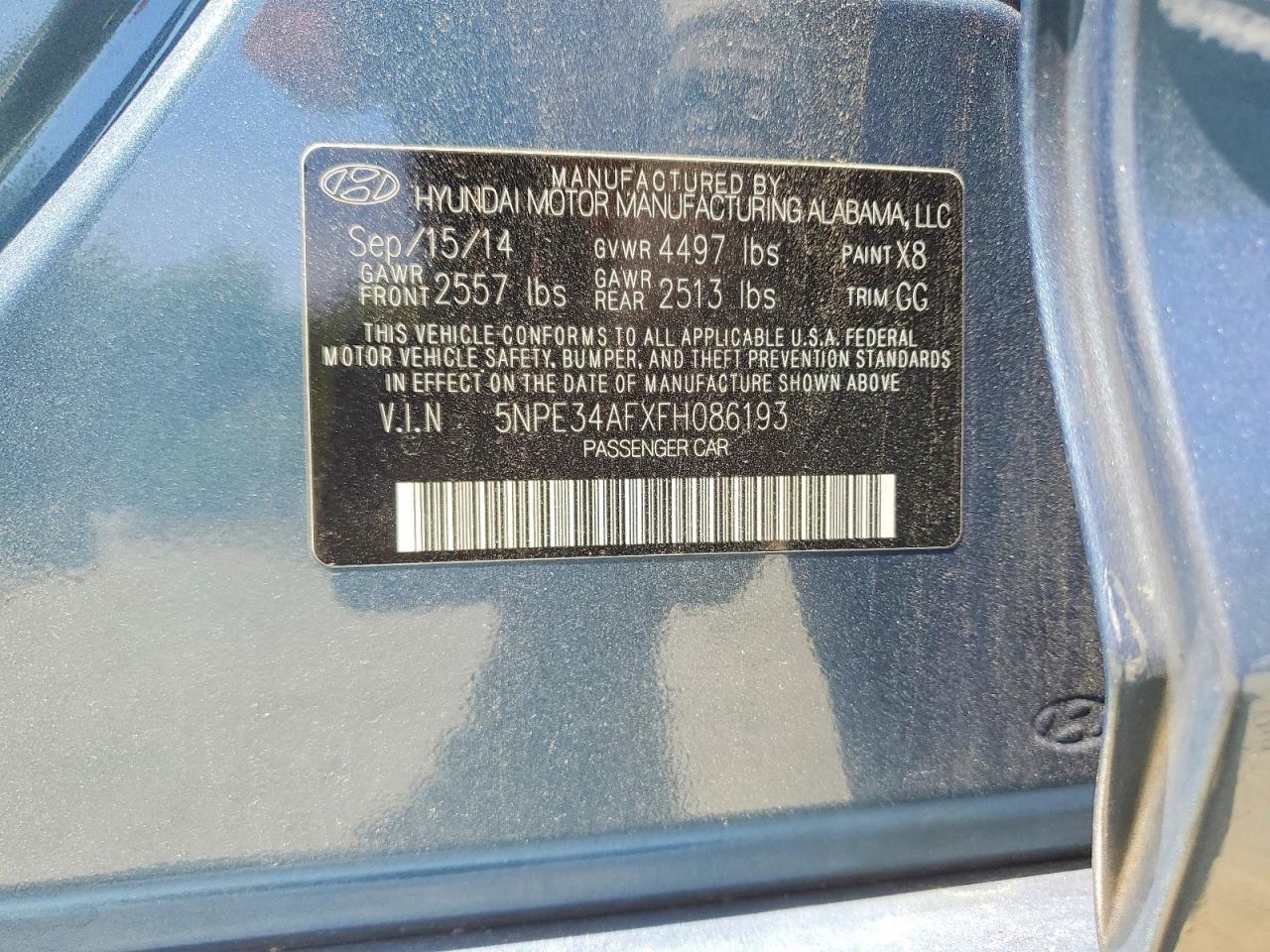 2015 Hyundai Sonata Sport Blue vin: 5NPE34AFXFH086193