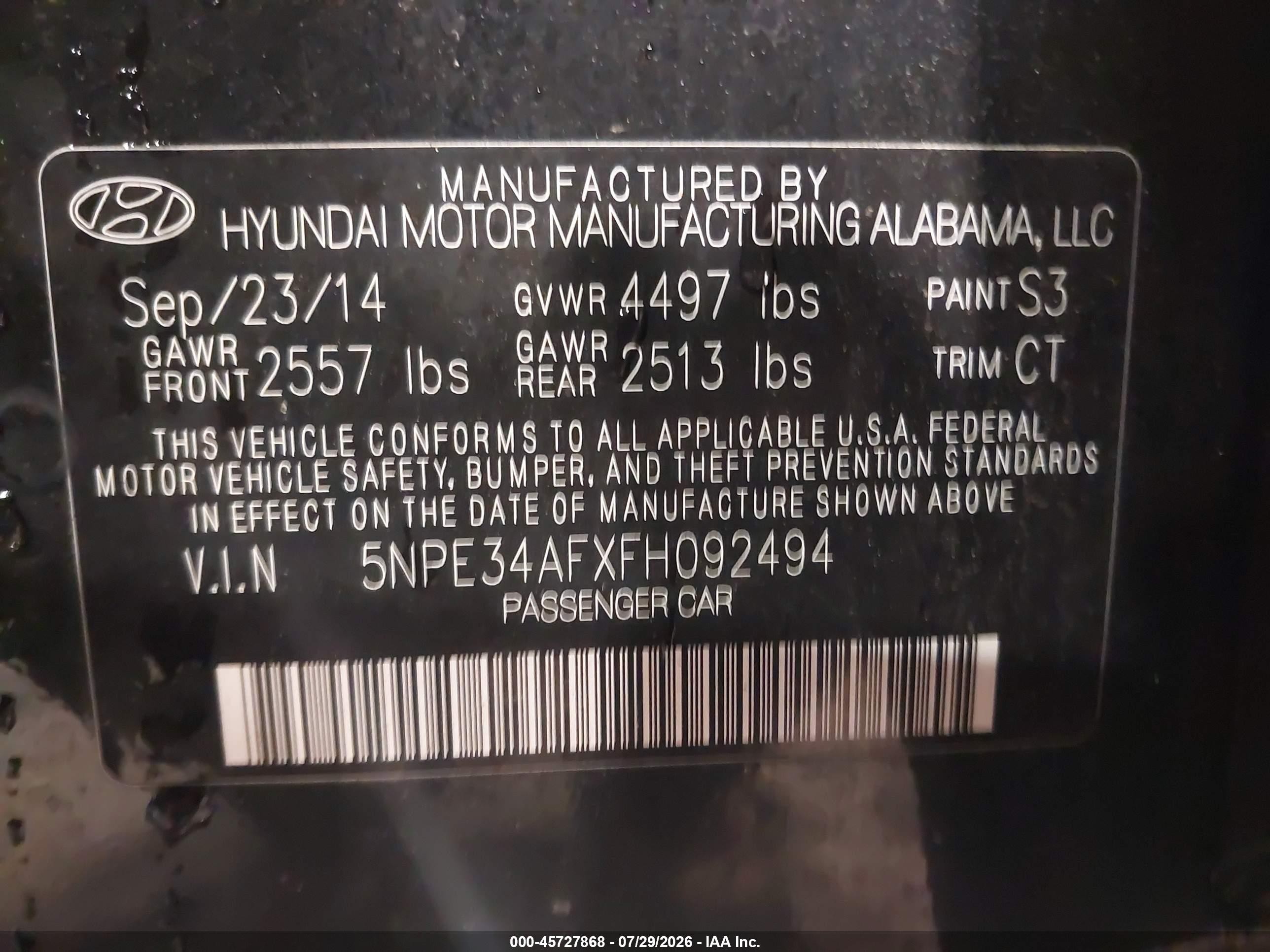 2015 Hyundai Sonata Sport Black vin: 5NPE34AFXFH092494