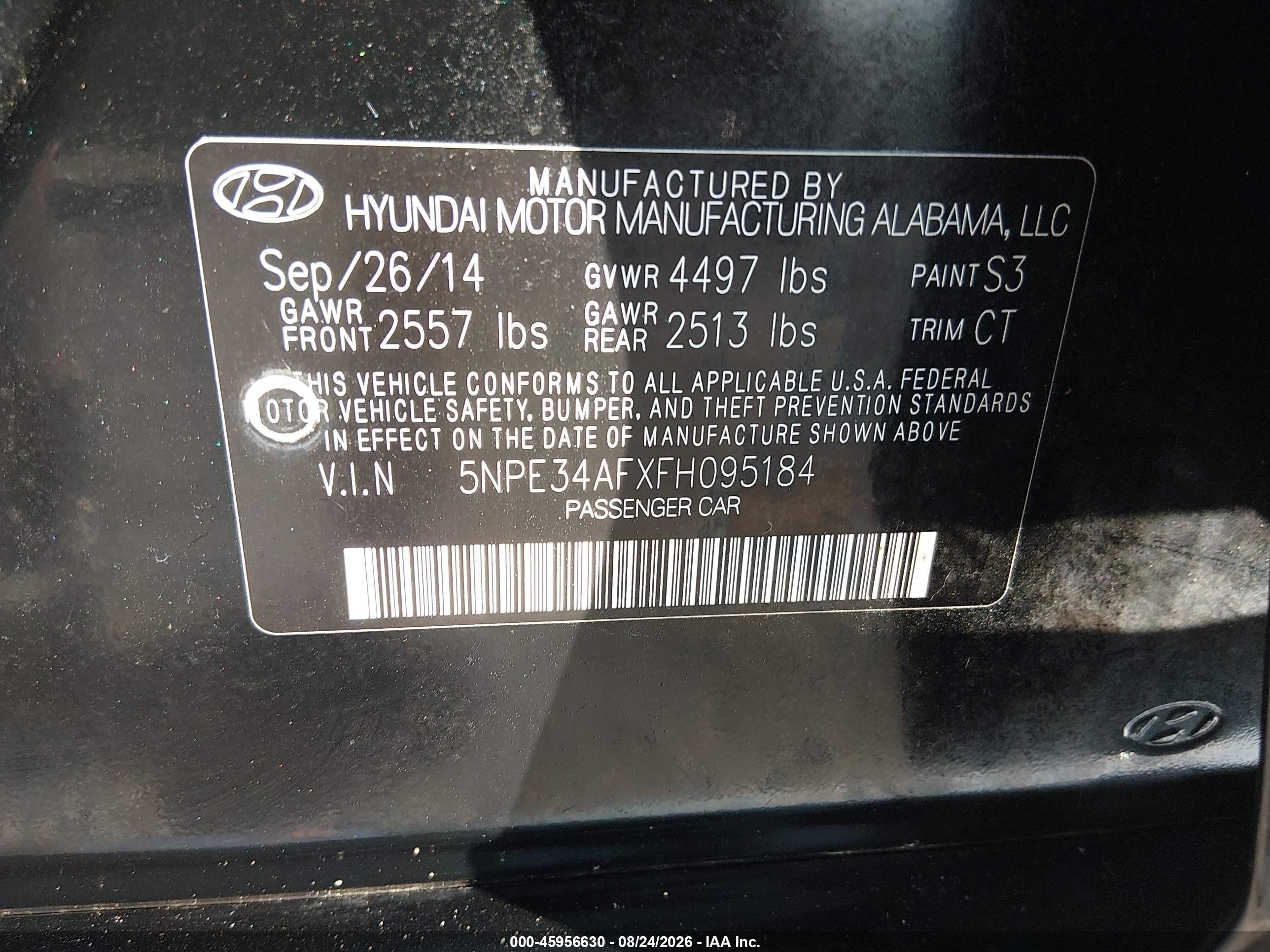 2015 Hyundai Sonata Limited Black vin: 5NPE34AFXFH095184