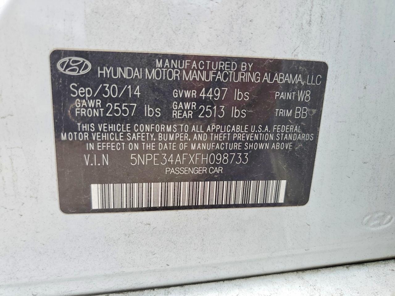 2015 Hyundai Sonata Sport White vin: 5NPE34AFXFH098733