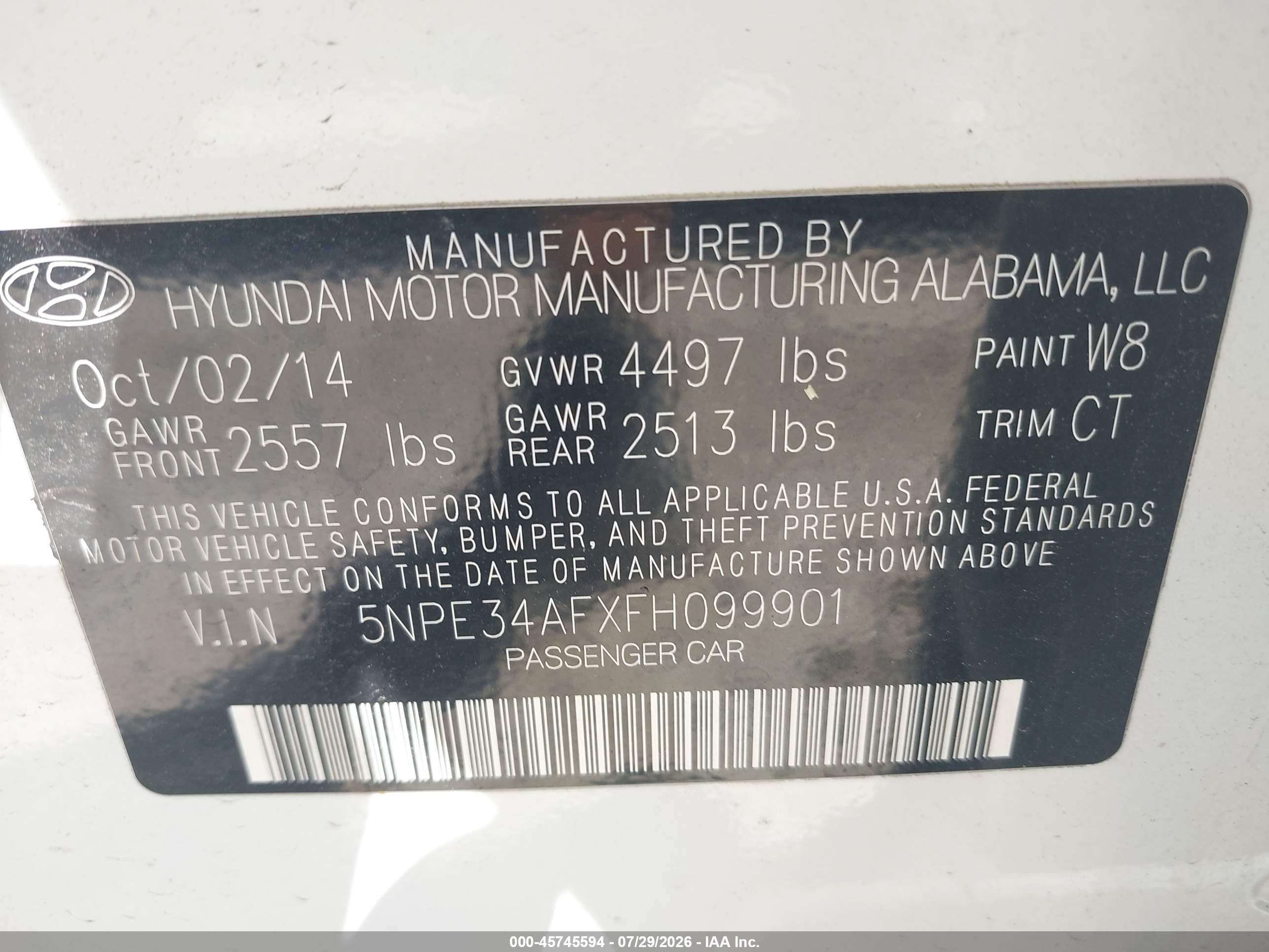 2015 Hyundai Sonata Sport White vin: 5NPE34AFXFH099901