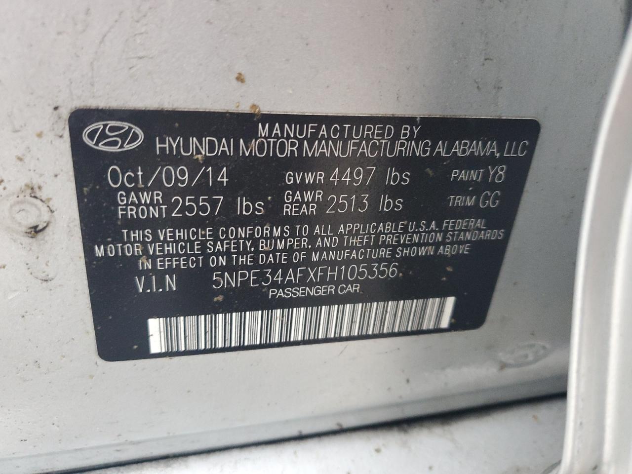 2015 Hyundai Sonata Sport Silver vin: 5NPE34AFXFH105356