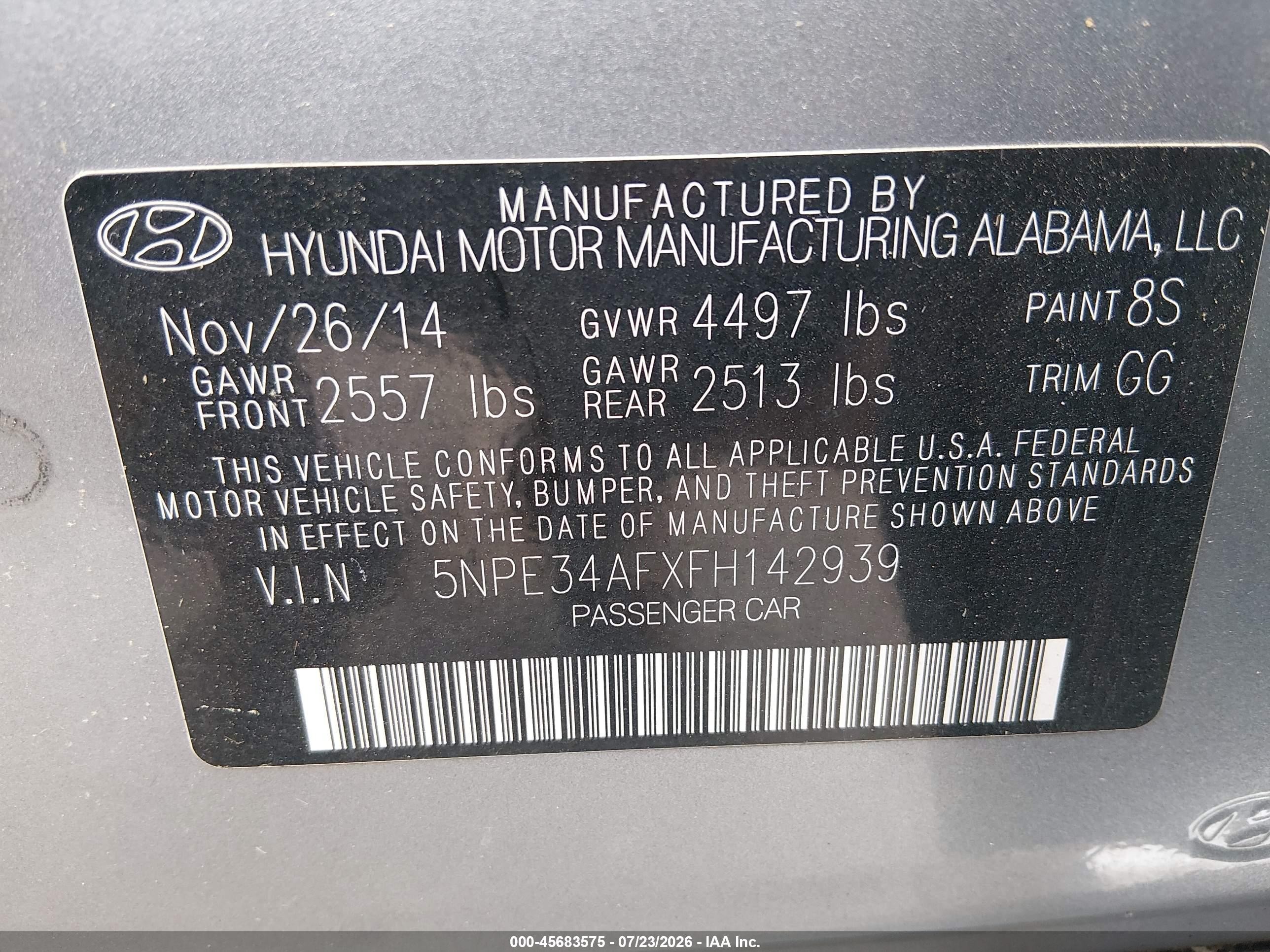 2015 Hyundai Sonata Sport Light Blue vin: 5NPE34AFXFH142939