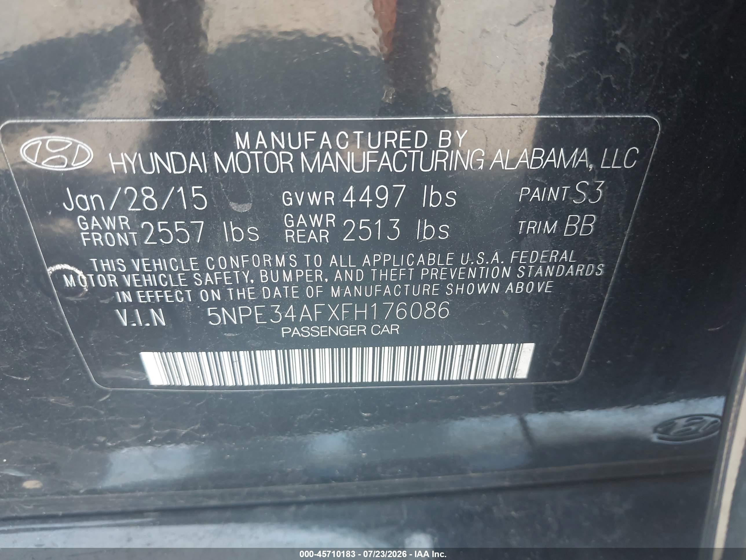 2015 Hyundai Sonata Sport Black vin: 5NPE34AFXFH176086