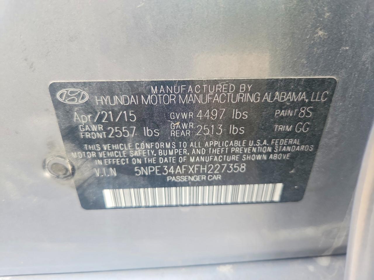 2015 Hyundai Sonata Limited Gray vin: 5NPE34AFXFH227358