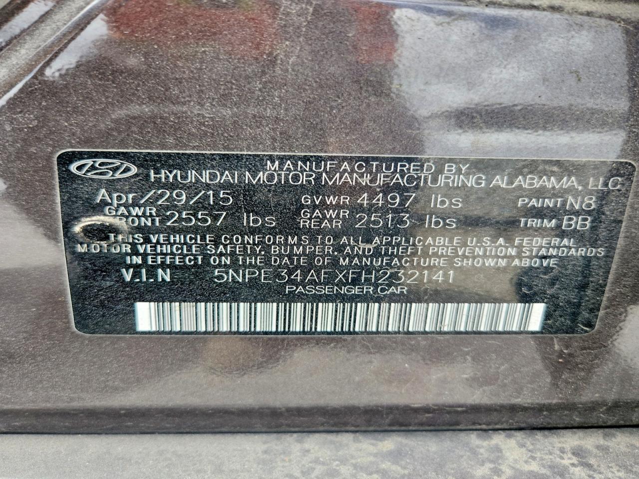 2015 Hyundai Sonata Sport Gray vin: 5NPE34AFXFH232141