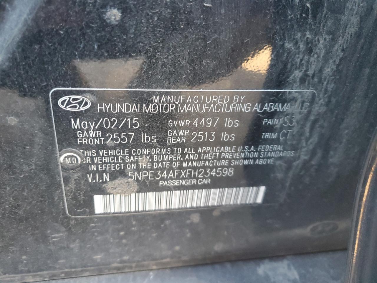 2015 Hyundai Sonata Sport Black vin: 5NPE34AFXFH234598
