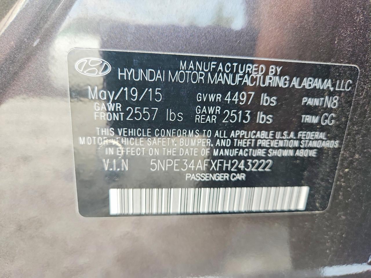2015 Hyundai Sonata Sport Gray vin: 5NPE34AFXFH243222