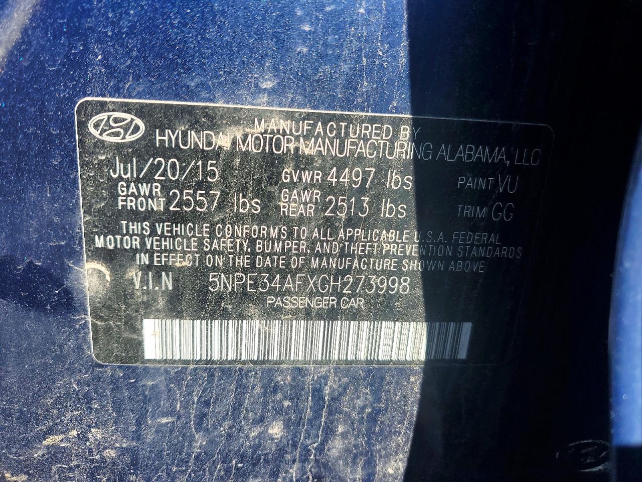 2016 Hyundai Sonata Sport Синий vin: 5NPE34AFXGH273998
