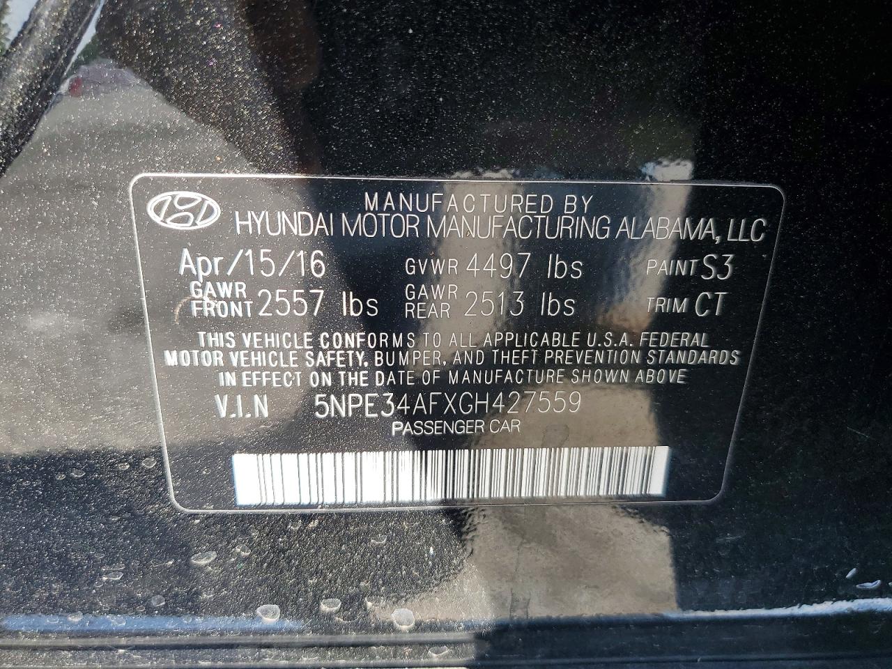 2016 Hyundai Sonata Limited Black vin: 5NPE34AFXGH427559