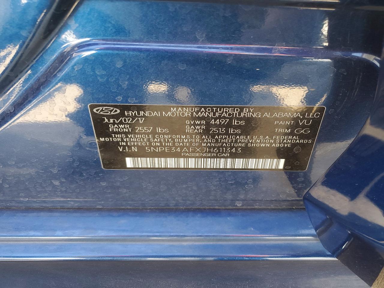 2018 Hyundai Sonata Sel Blue vin: 5NPE34AFXJH611343