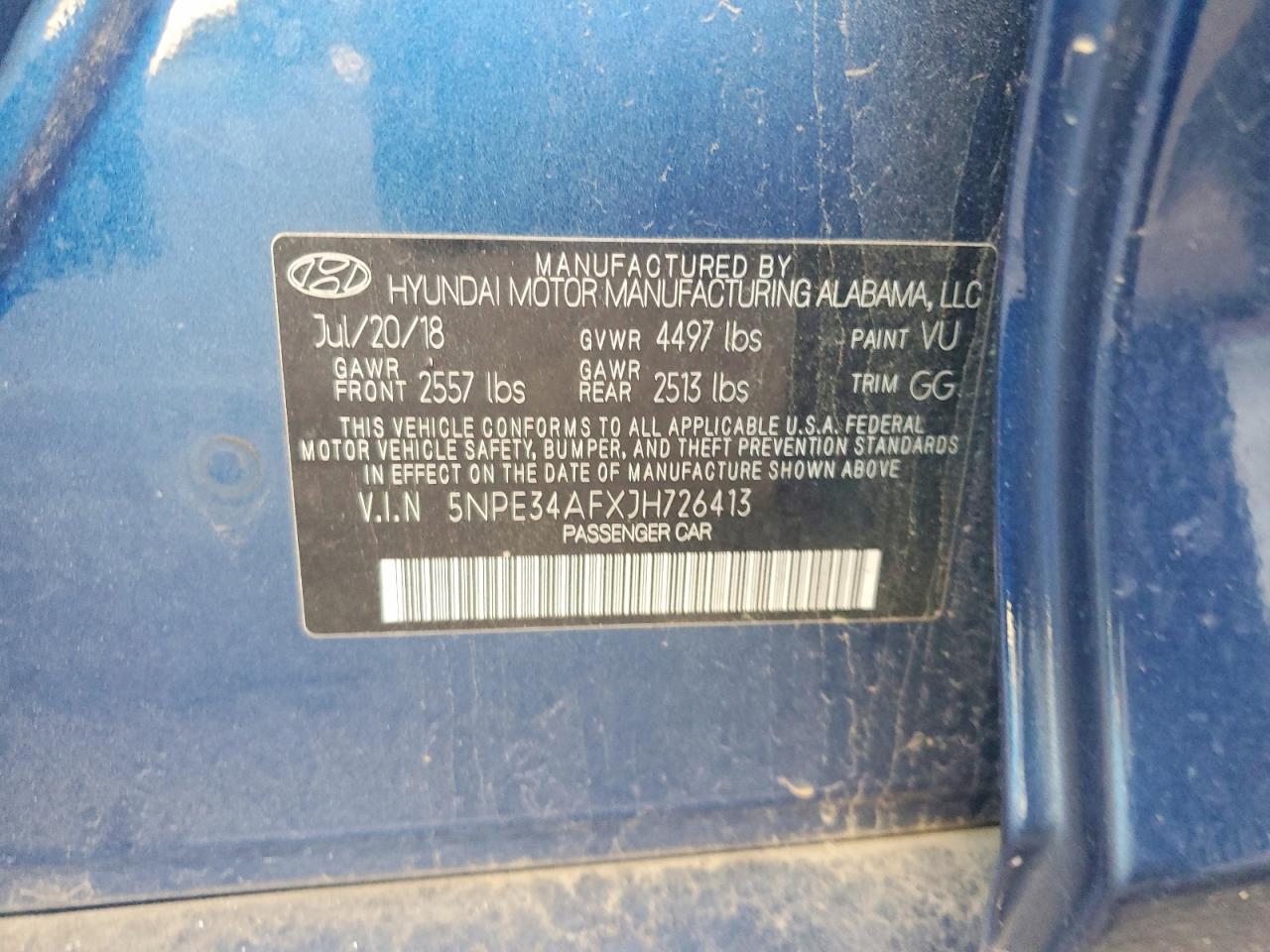2018 Hyundai Sonata Sel+ Blue vin: 5NPE34AFXJH726413