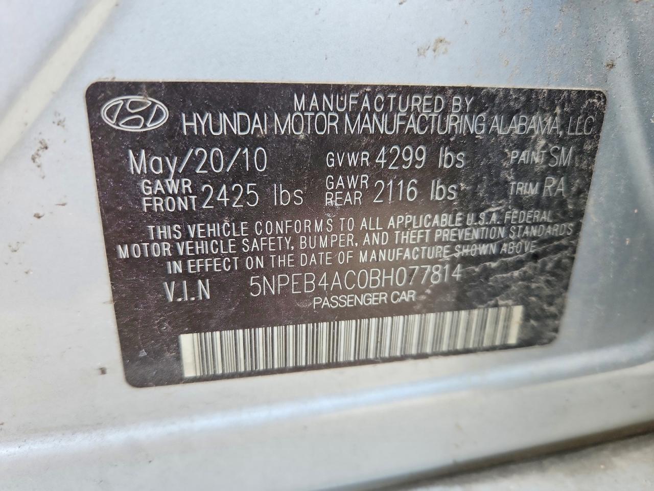 2011 Hyundai Sonata Gls Silver vin: 5NPEB4AC0BH077814