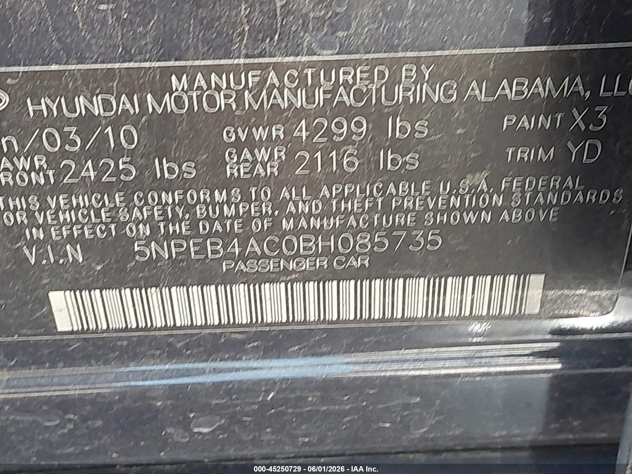 2011 Hyundai Sonata Gls Black vin: 5NPEB4AC0BH085735