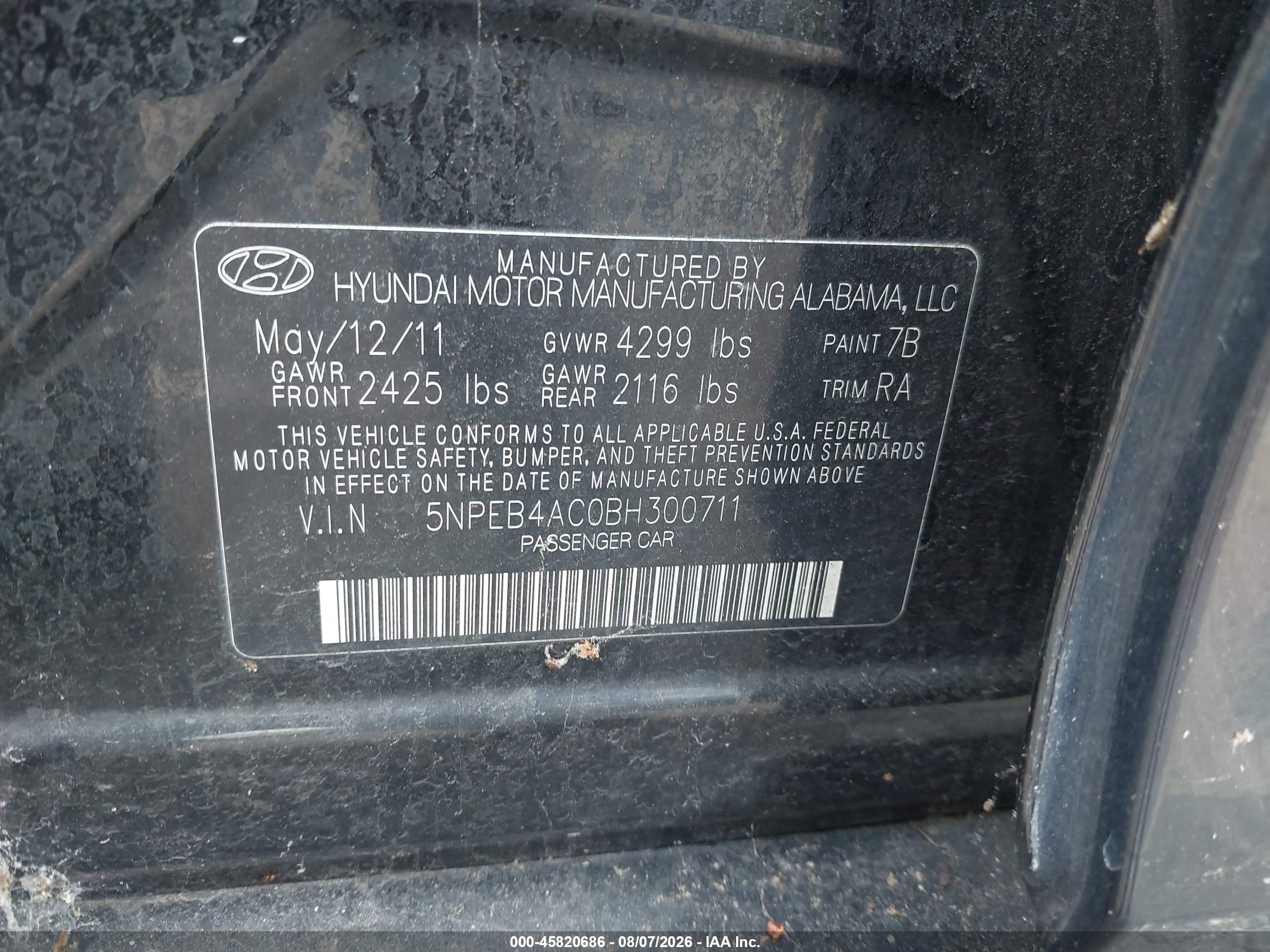 2011 Hyundai Sonata Gls Black vin: 5NPEB4AC0BH300711