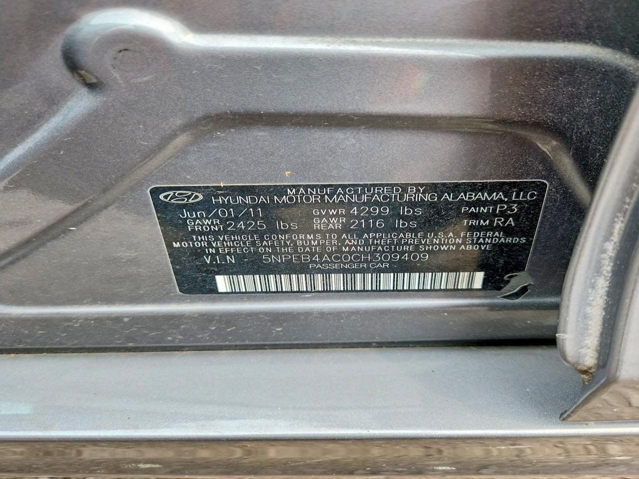 2012 Hyundai Sonata Gls Gray vin: 5NPEB4AC0CH309409