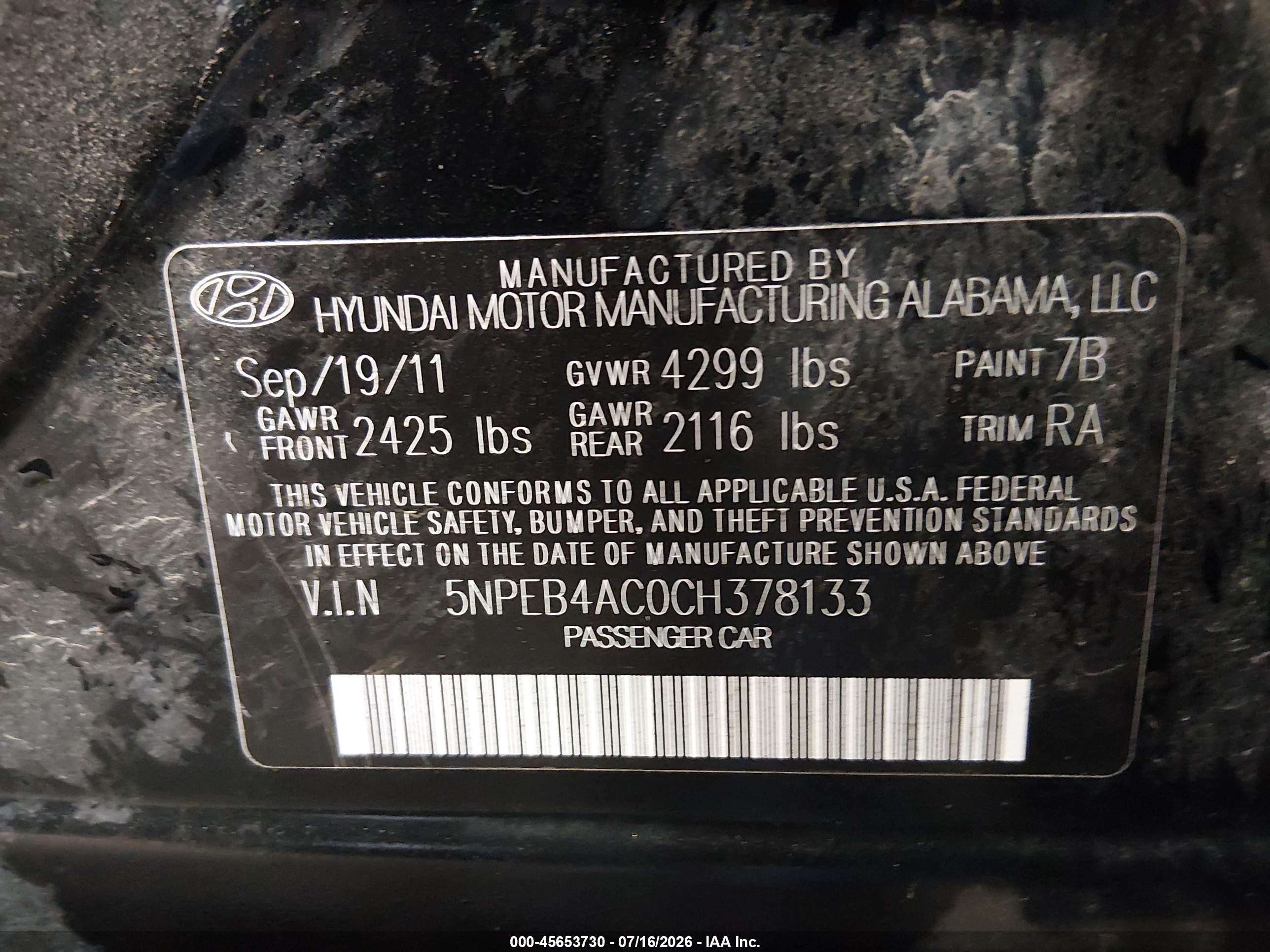 2012 Hyundai Sonata Gls Black vin: 5NPEB4AC0CH378133
