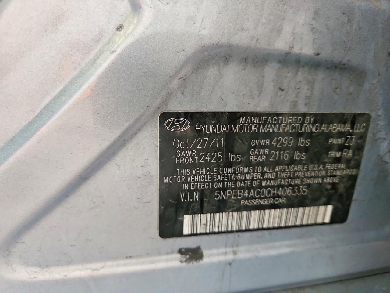 2012 Hyundai Sonata Gls Silver vin: 5NPEB4AC0CH406335