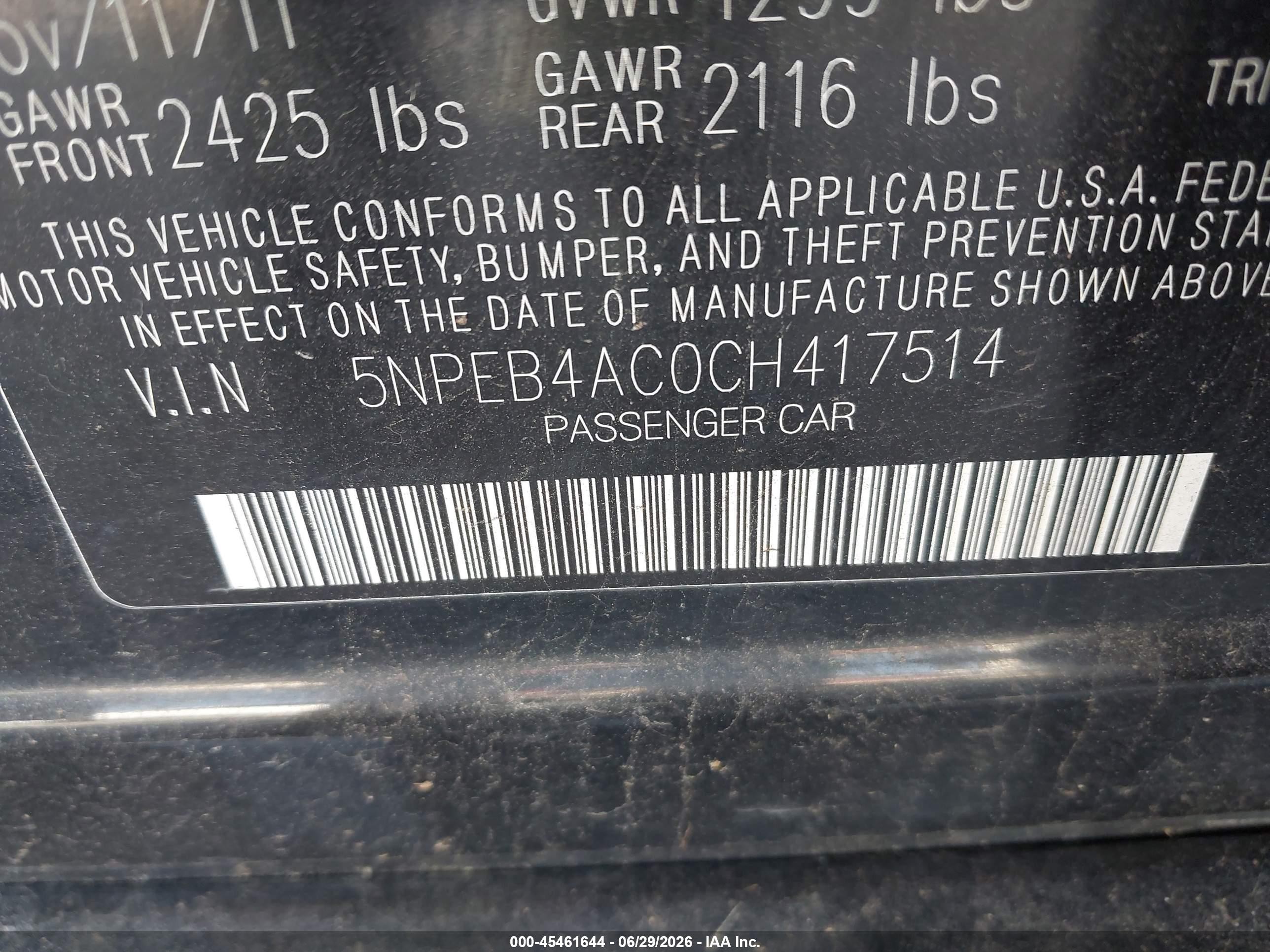 2012 Hyundai Sonata Gls Black vin: 5NPEB4AC0CH417514
