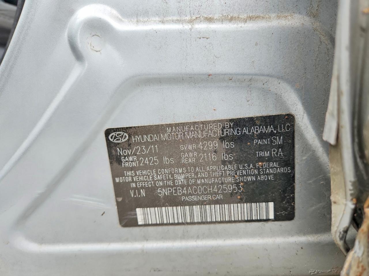 2012 Hyundai Sonata Gls Silver vin: 5NPEB4AC0CH425953