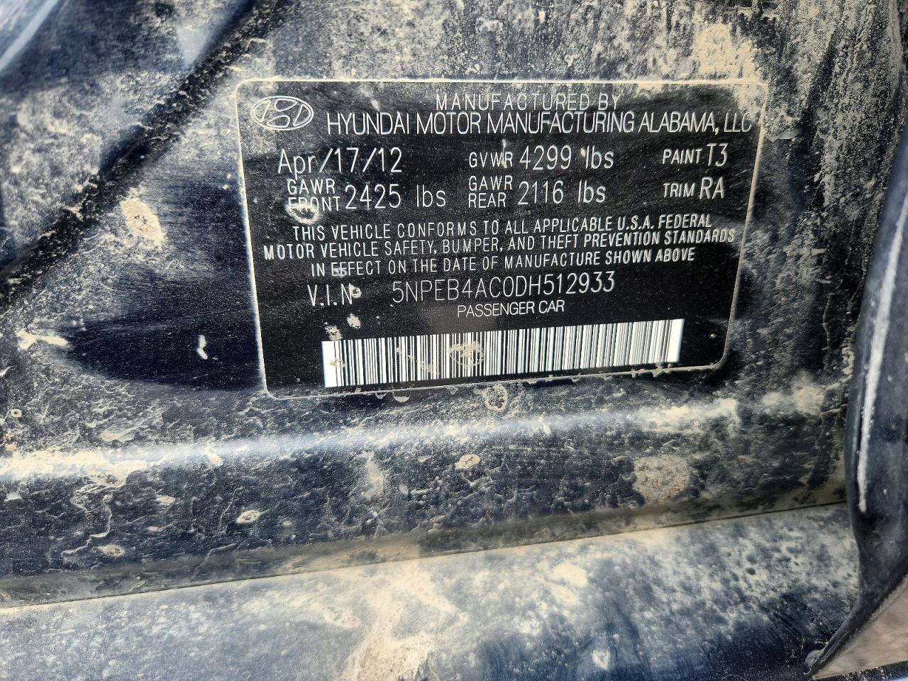 2013 Hyundai Sonata Gls Charcoal vin: 5NPEB4AC0DH512933