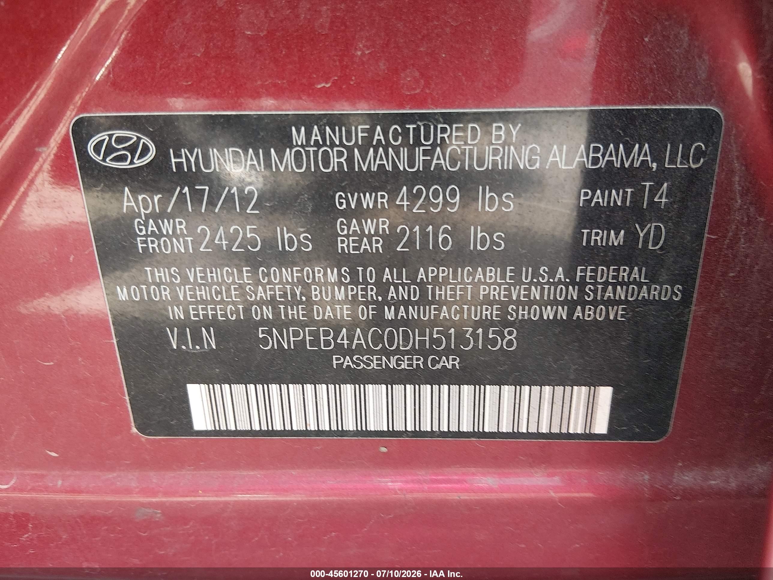 2013 Hyundai Sonata Gls Red vin: 5NPEB4AC0DH513158