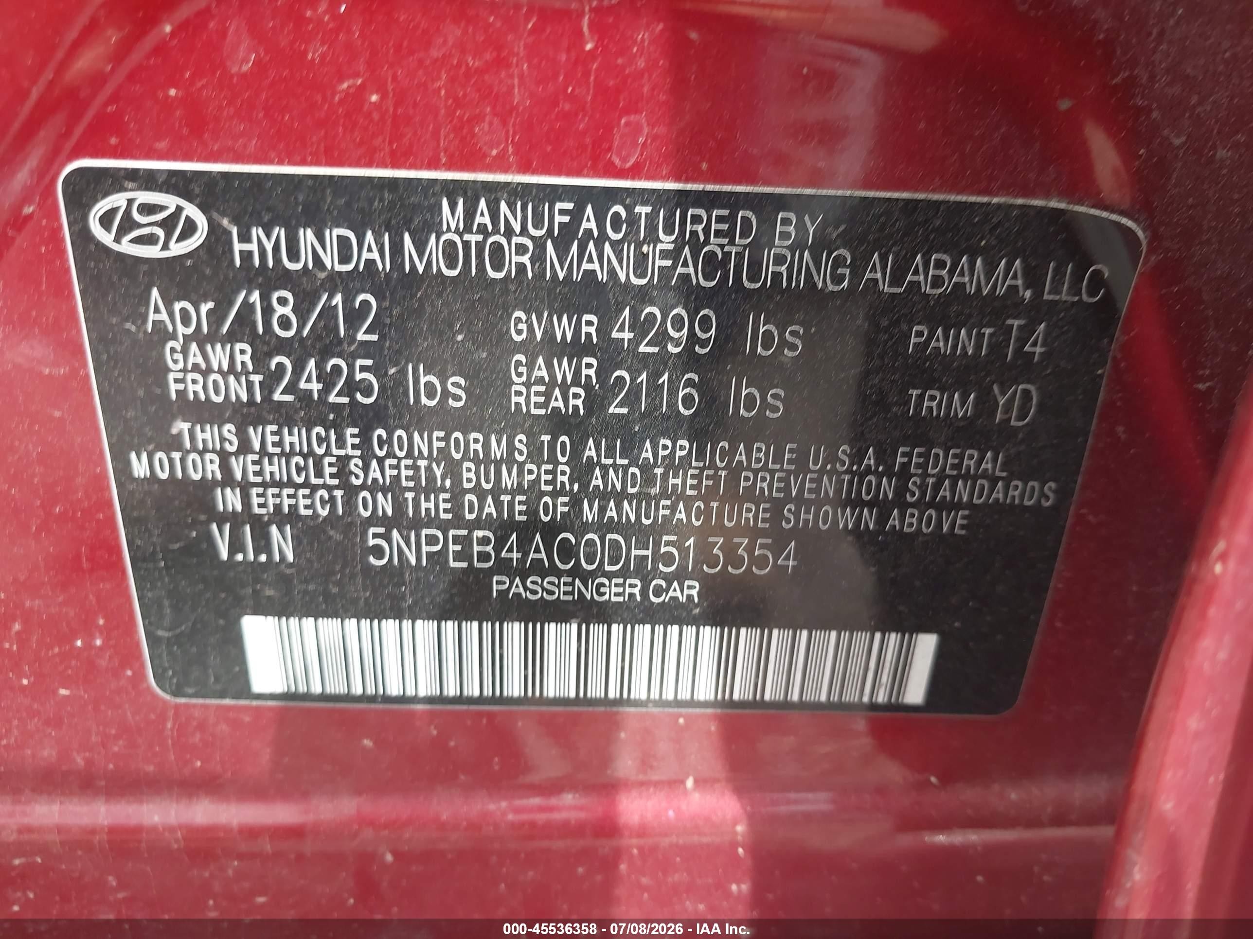 2013 Hyundai Sonata Gls Красный vin: 5NPEB4AC0DH513354
