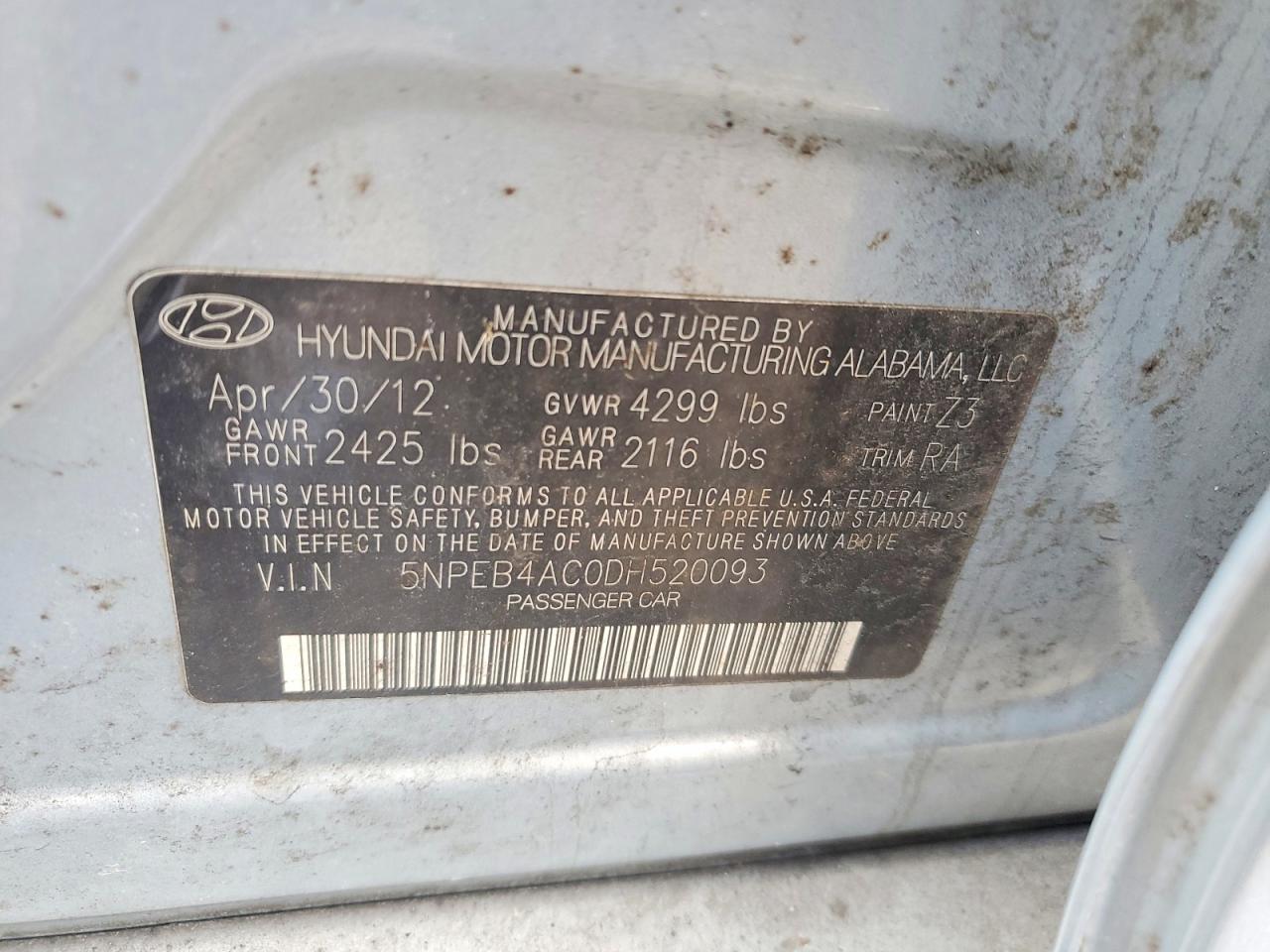 2013 Hyundai Sonata Gls Blue vin: 5NPEB4AC0DH520093