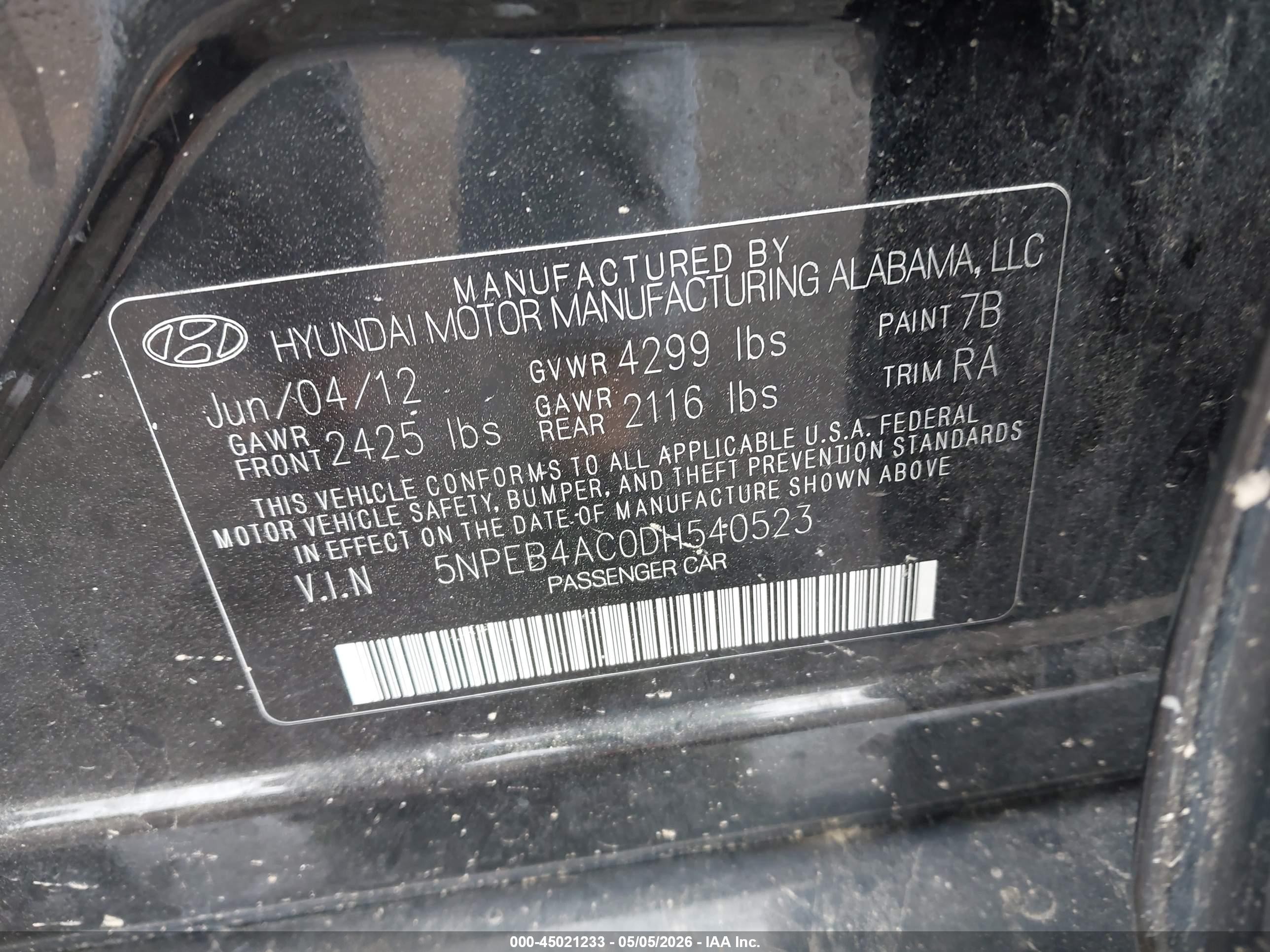 2013 Hyundai Sonata Gls Black vin: 5NPEB4AC0DH540523