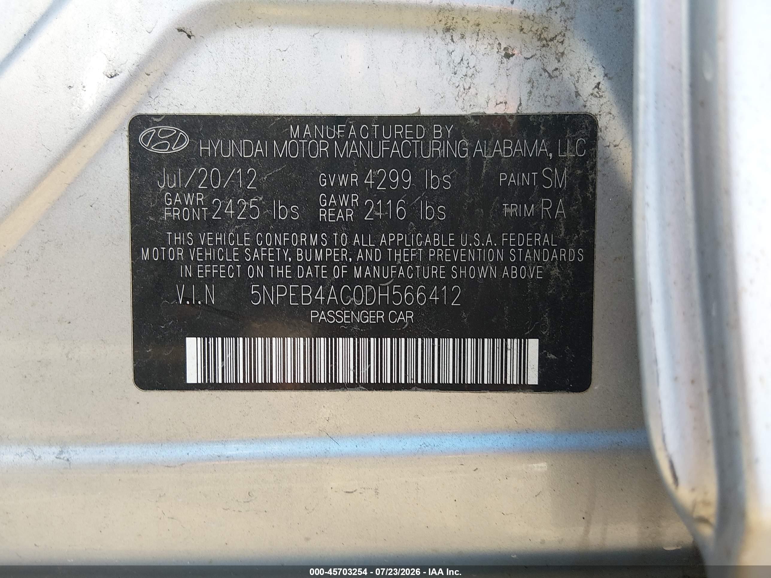 2013 Hyundai Sonata Gls Серый vin: 5NPEB4AC0DH566412