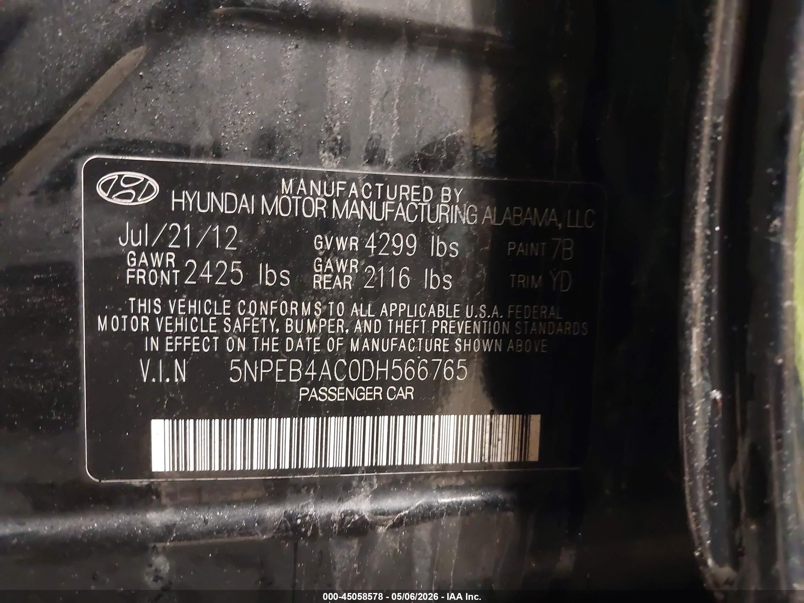 2013 Hyundai Sonata Gls Black vin: 5NPEB4AC0DH566765