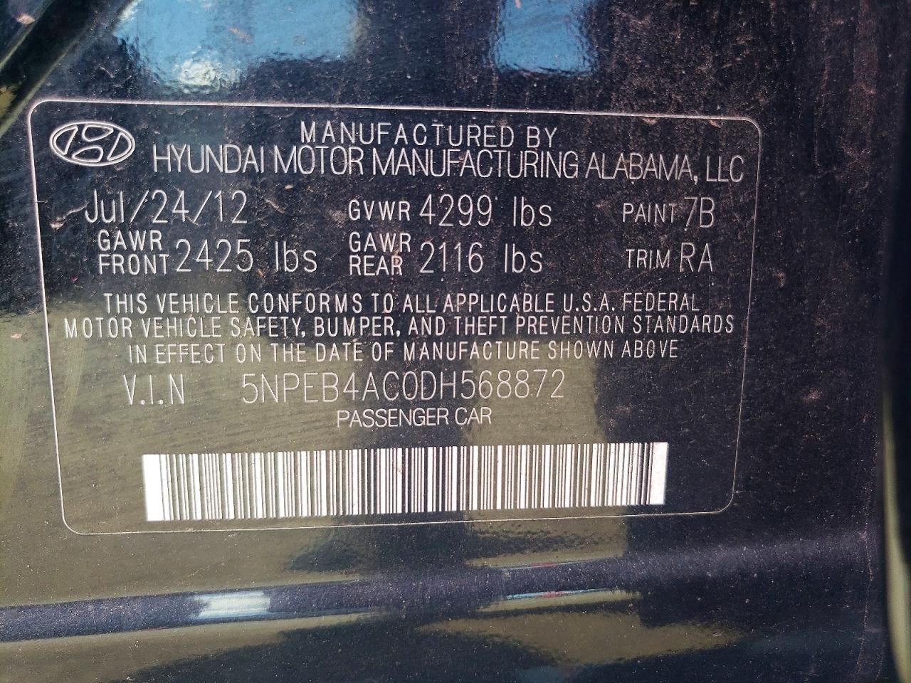 2013 Hyundai Sonata Gls Black vin: 5NPEB4AC0DH568872