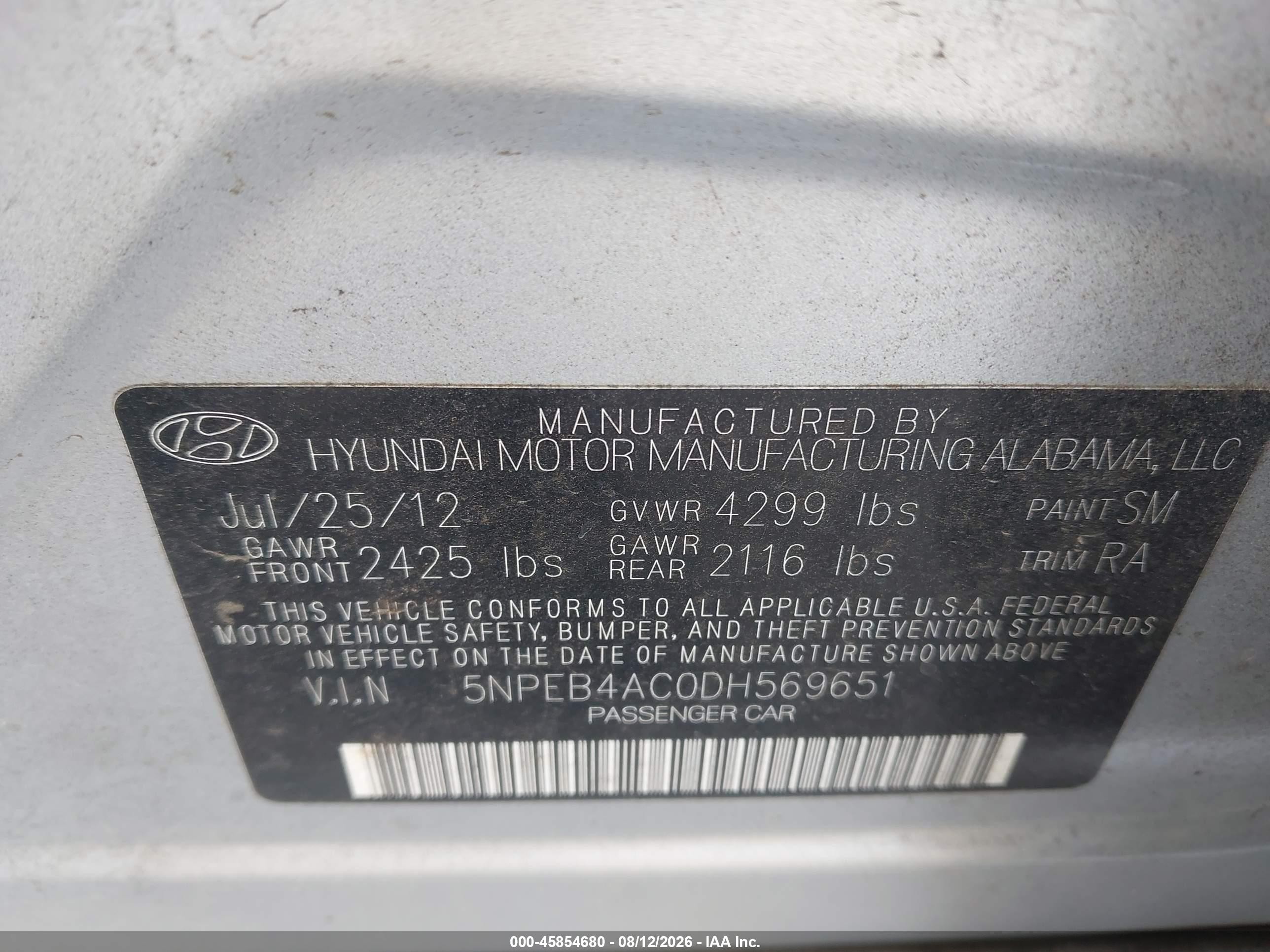 2013 Hyundai Sonata Gls Silver vin: 5NPEB4AC0DH569651