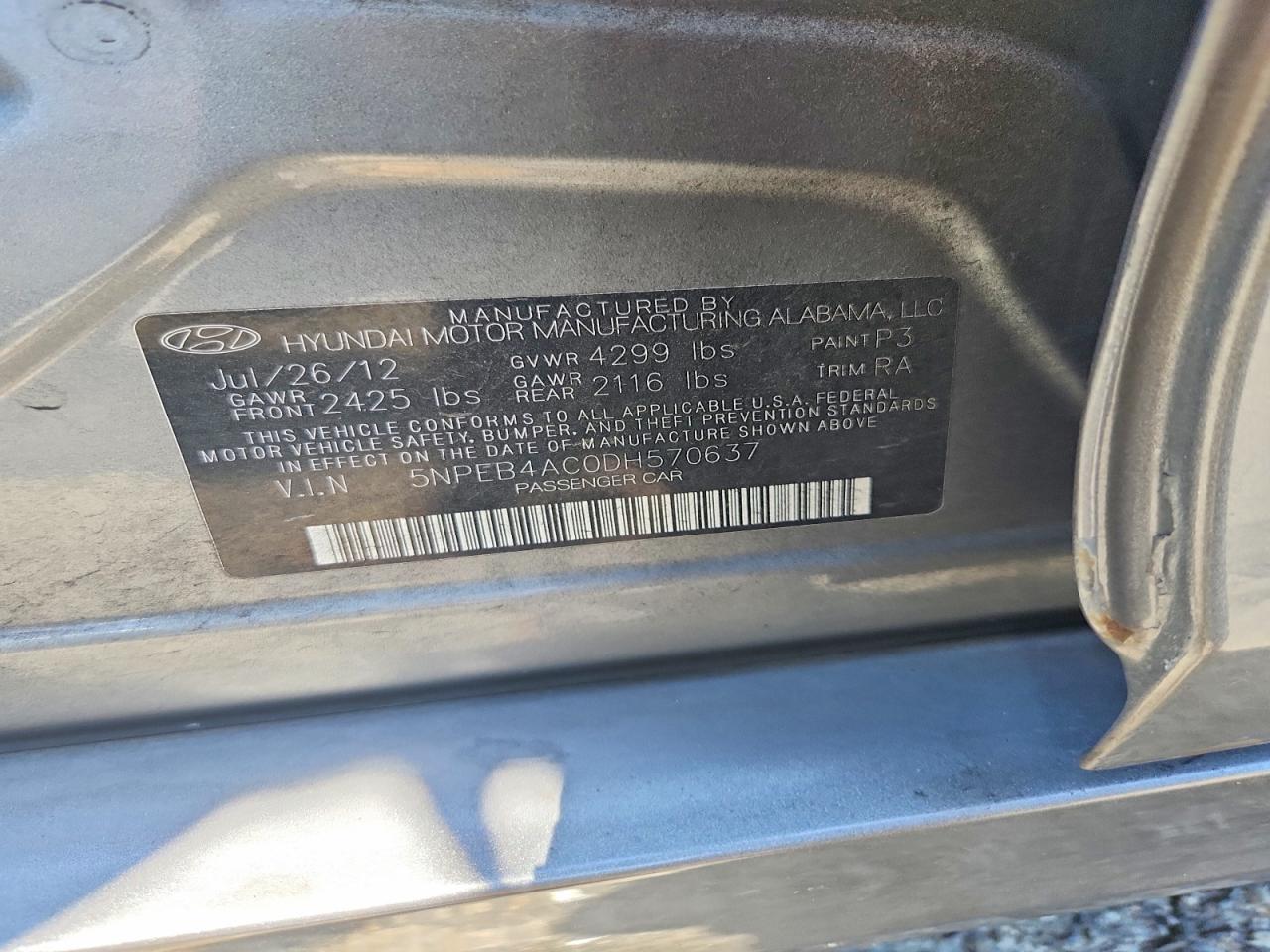 2013 Hyundai Sonata Gls Silver vin: 5NPEB4AC0DH570637