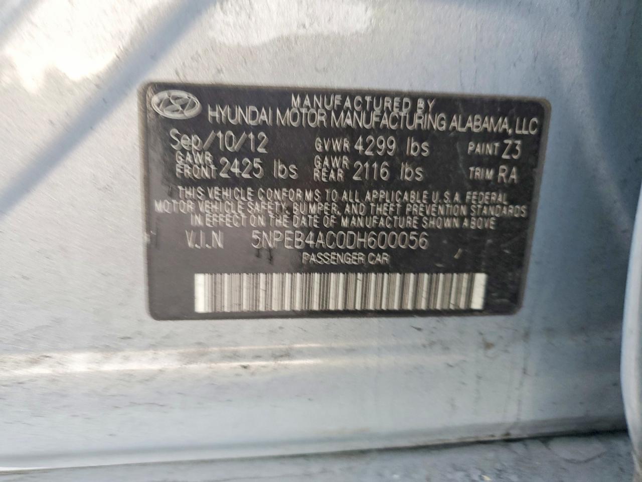 2013 Hyundai Sonata Gls Silver vin: 5NPEB4AC0DH600056