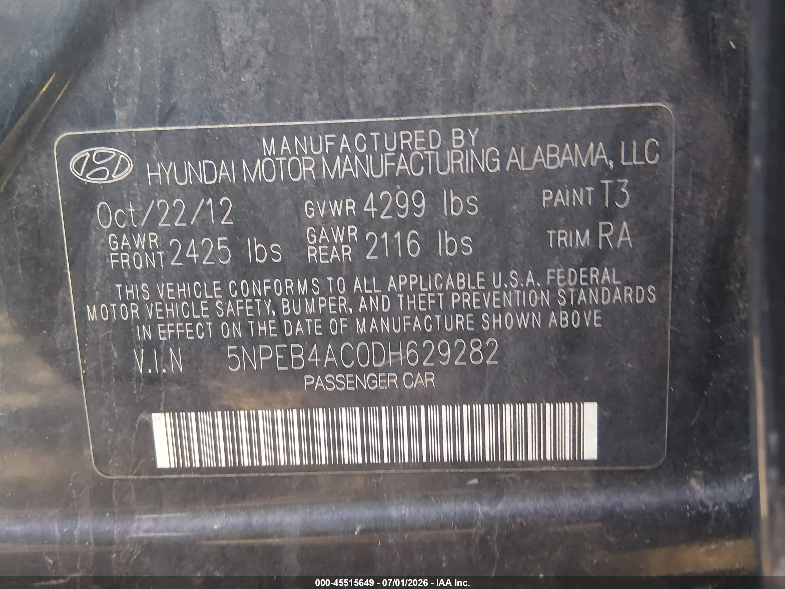2013 Hyundai Sonata Gls Dark Blue vin: 5NPEB4AC0DH629282
