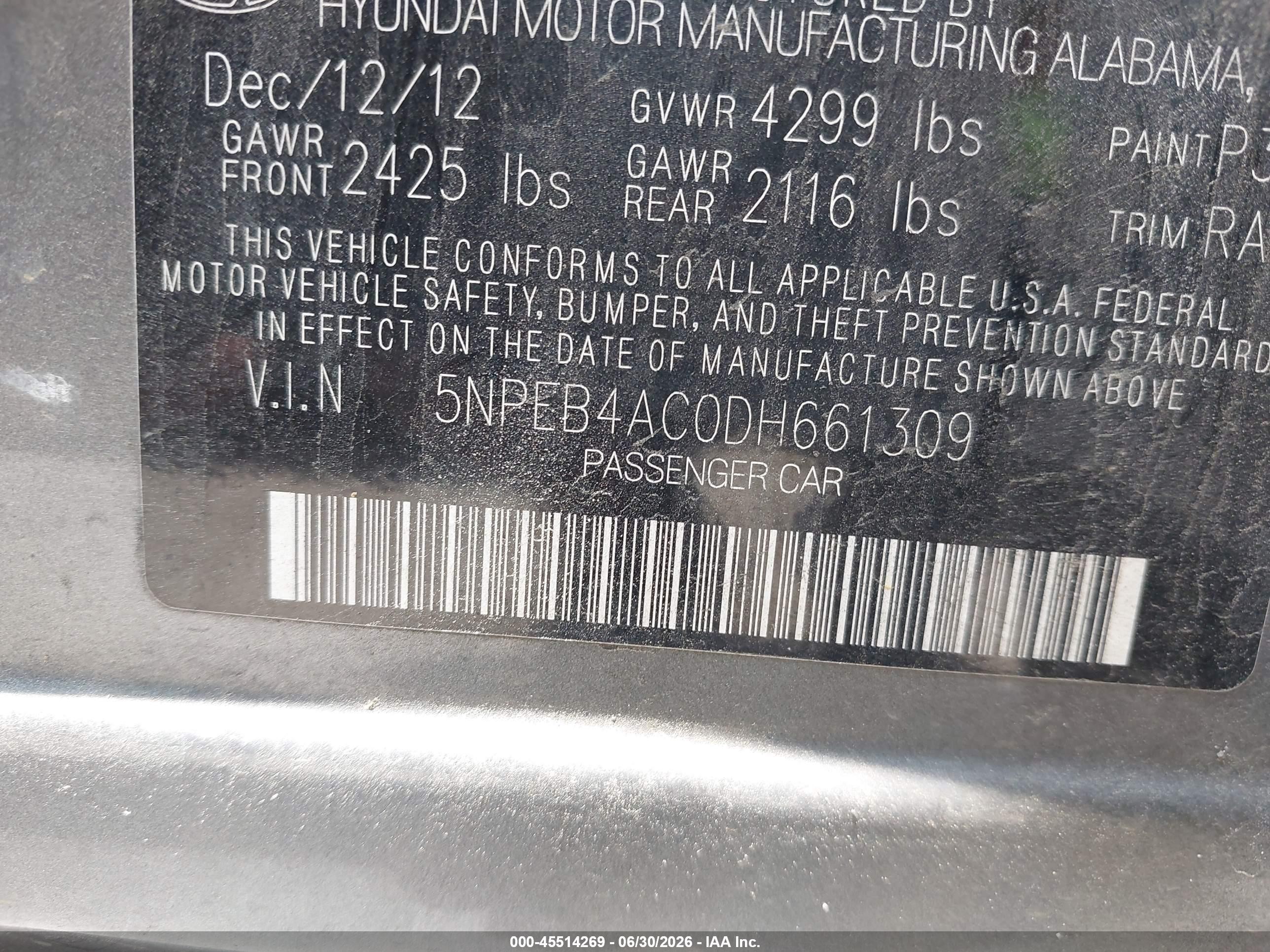2013 Hyundai Sonata Gls Серый vin: 5NPEB4AC0DH661309