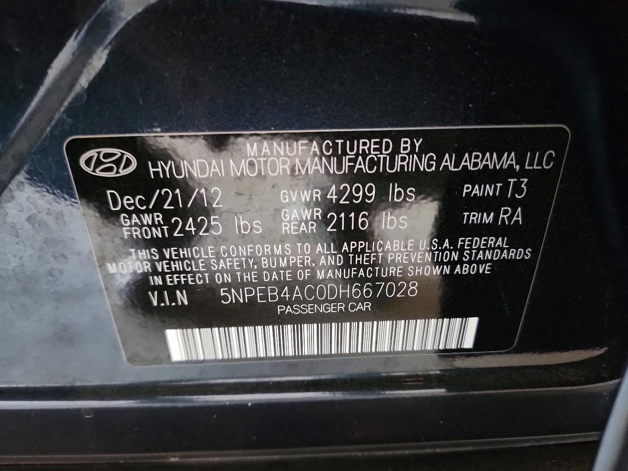 2013 Hyundai Sonata Gls Black vin: 5NPEB4AC0DH667028