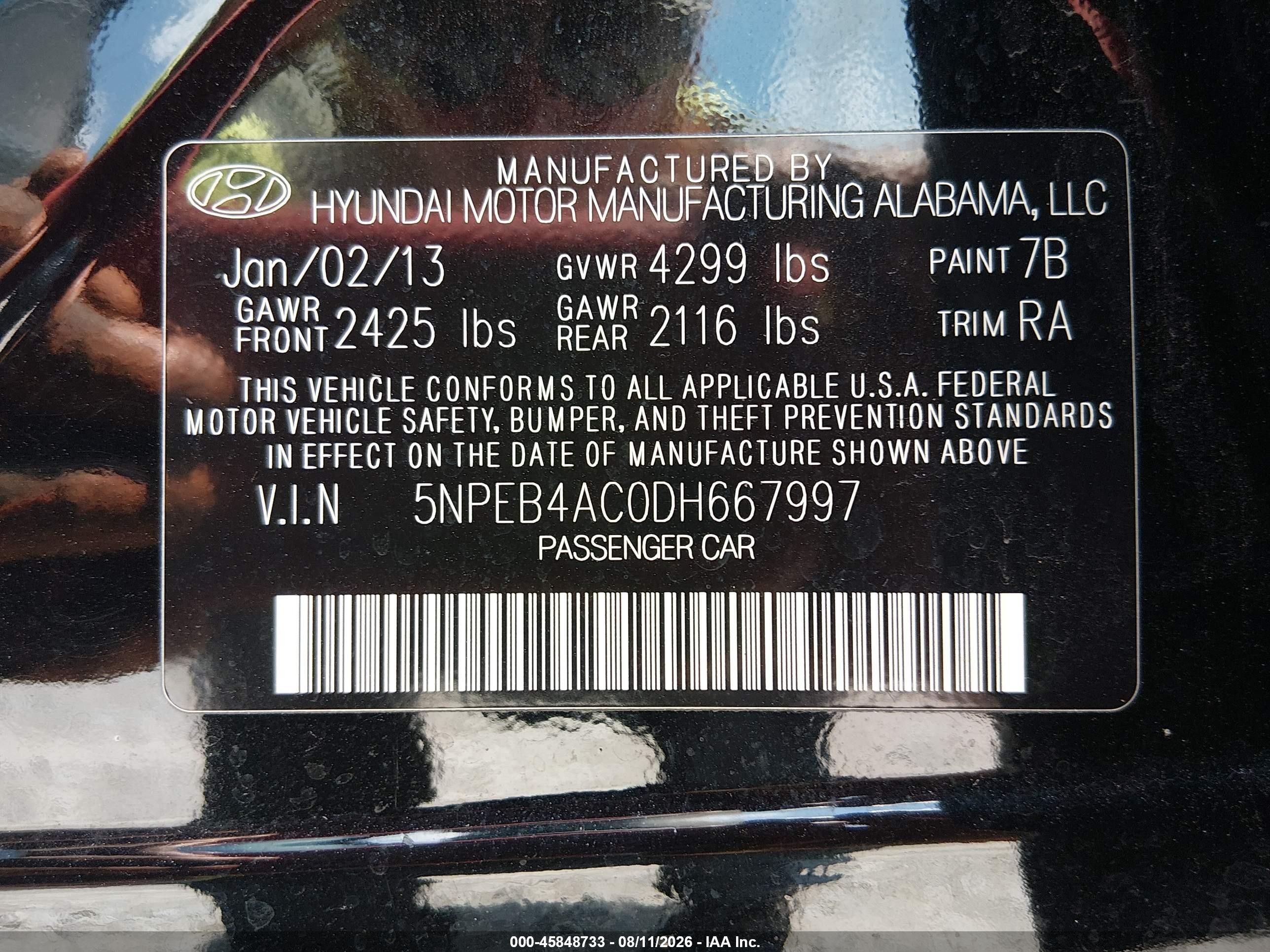 2013 Hyundai Sonata Gls Black vin: 5NPEB4AC0DH667997