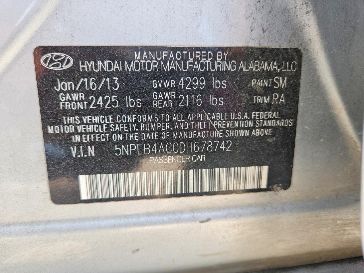 2013 Hyundai Sonata Gls Silver vin: 5NPEB4AC0DH678742