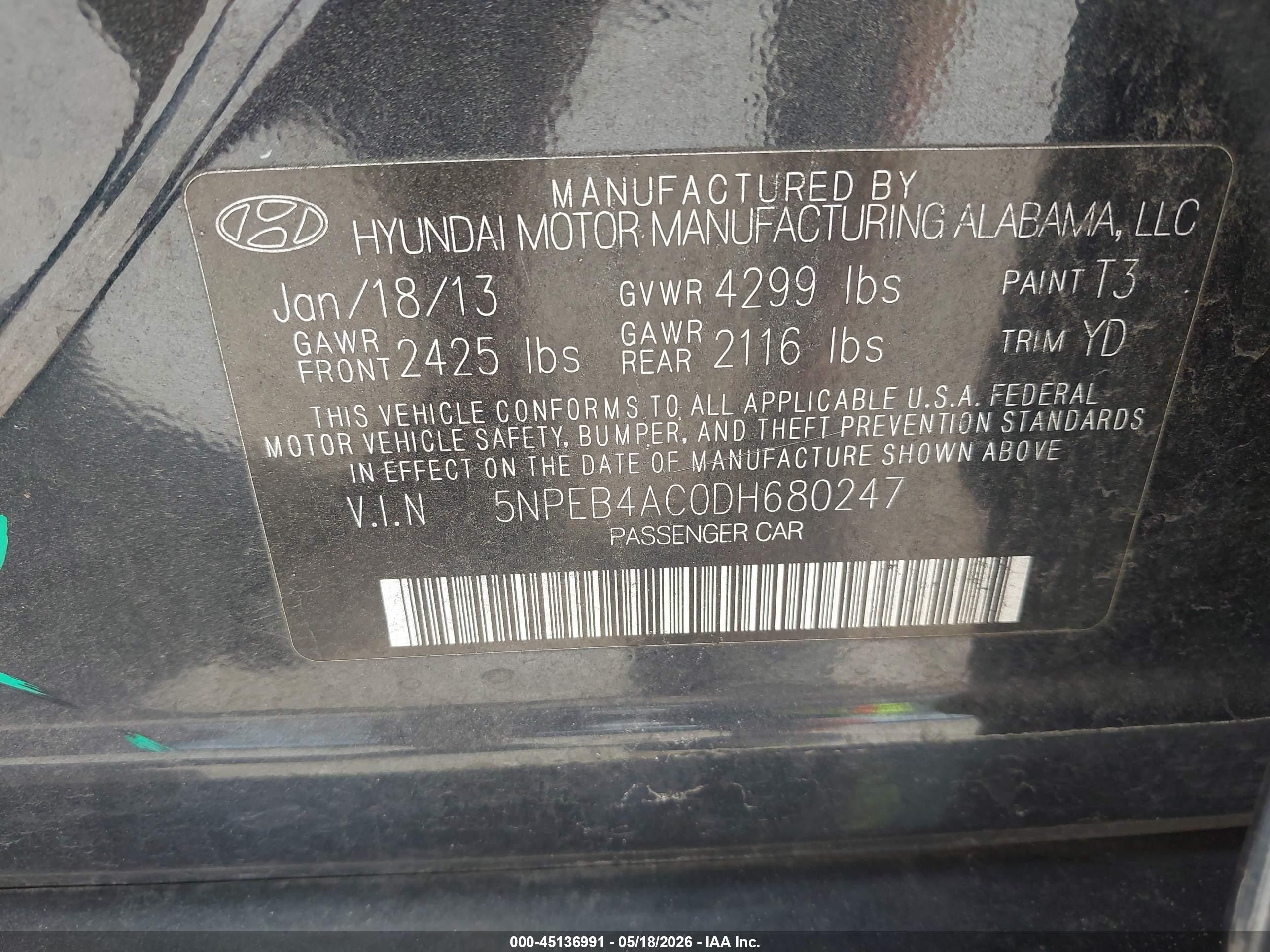 2013 Hyundai Sonata Gls Gray vin: 5NPEB4AC0DH680247