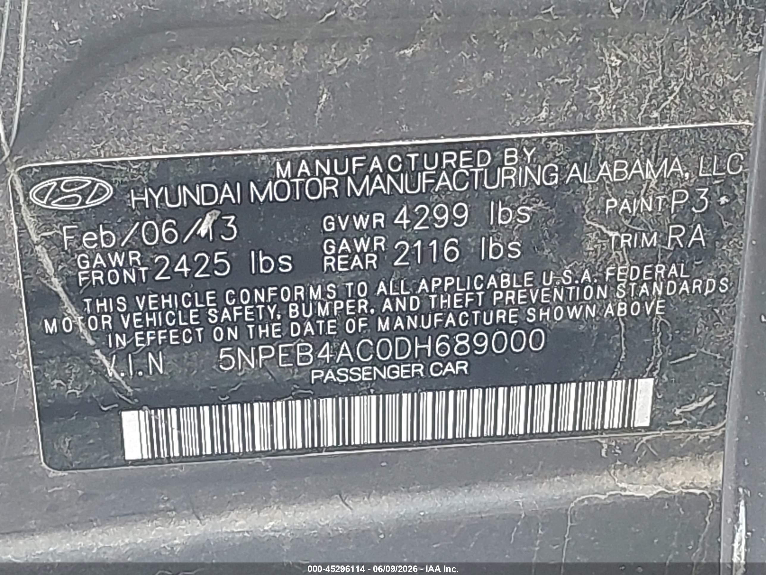2013 Hyundai Sonata Gls Gray vin: 5NPEB4AC0DH689000