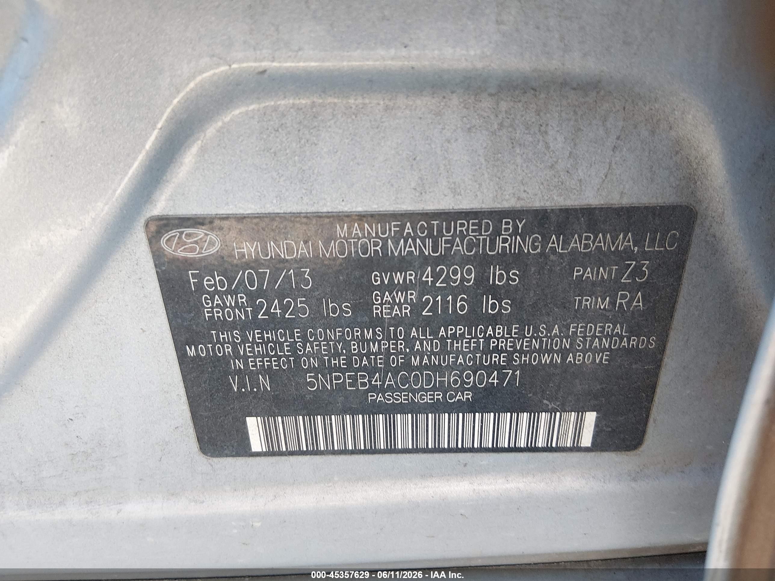 2013 Hyundai Sonata Gls Silver vin: 5NPEB4AC0DH690471