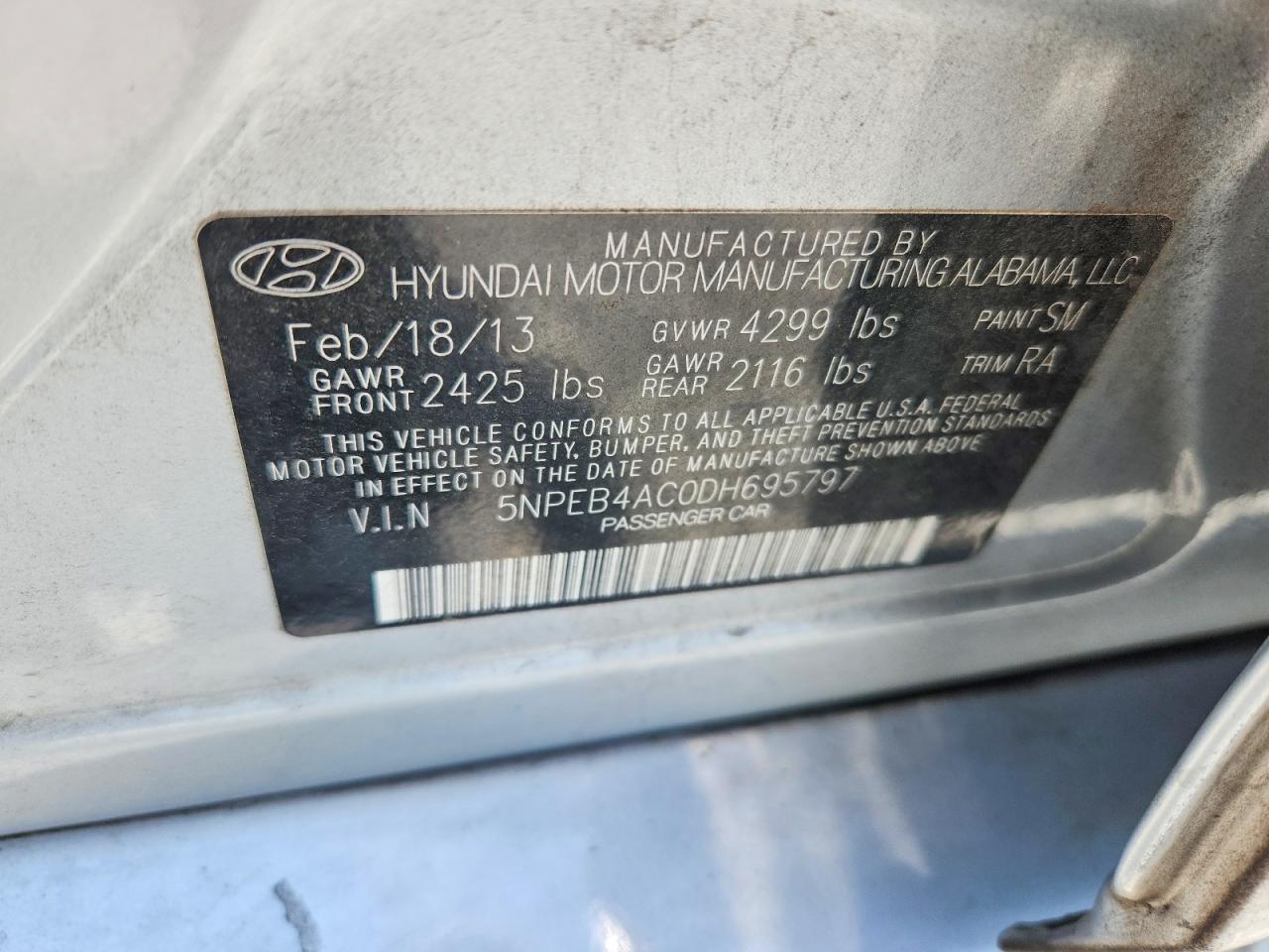2013 Hyundai Sonata Gls Silver vin: 5NPEB4AC0DH695797